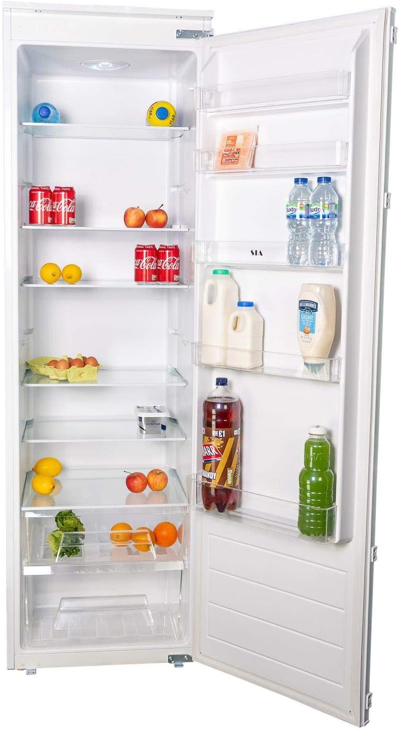 SIA RFI106 304L White Integrated Built In Tall Larder Fridge With Auto Defrost & Metal Back.