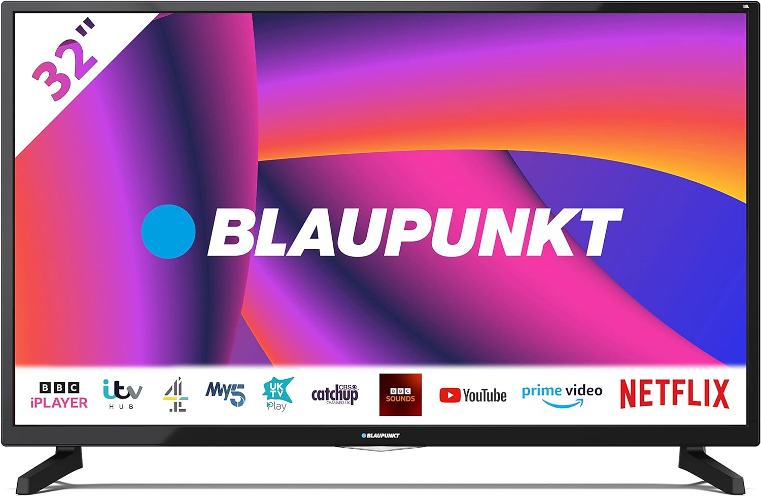 Blaupunkt 32" 768p HD Ready Smart LED TV with Freeview Play, Netflix, Youtube, 3x HDMI, USB, DTS Virtual X and Built-in WiFi - BF32H2322CGKB.