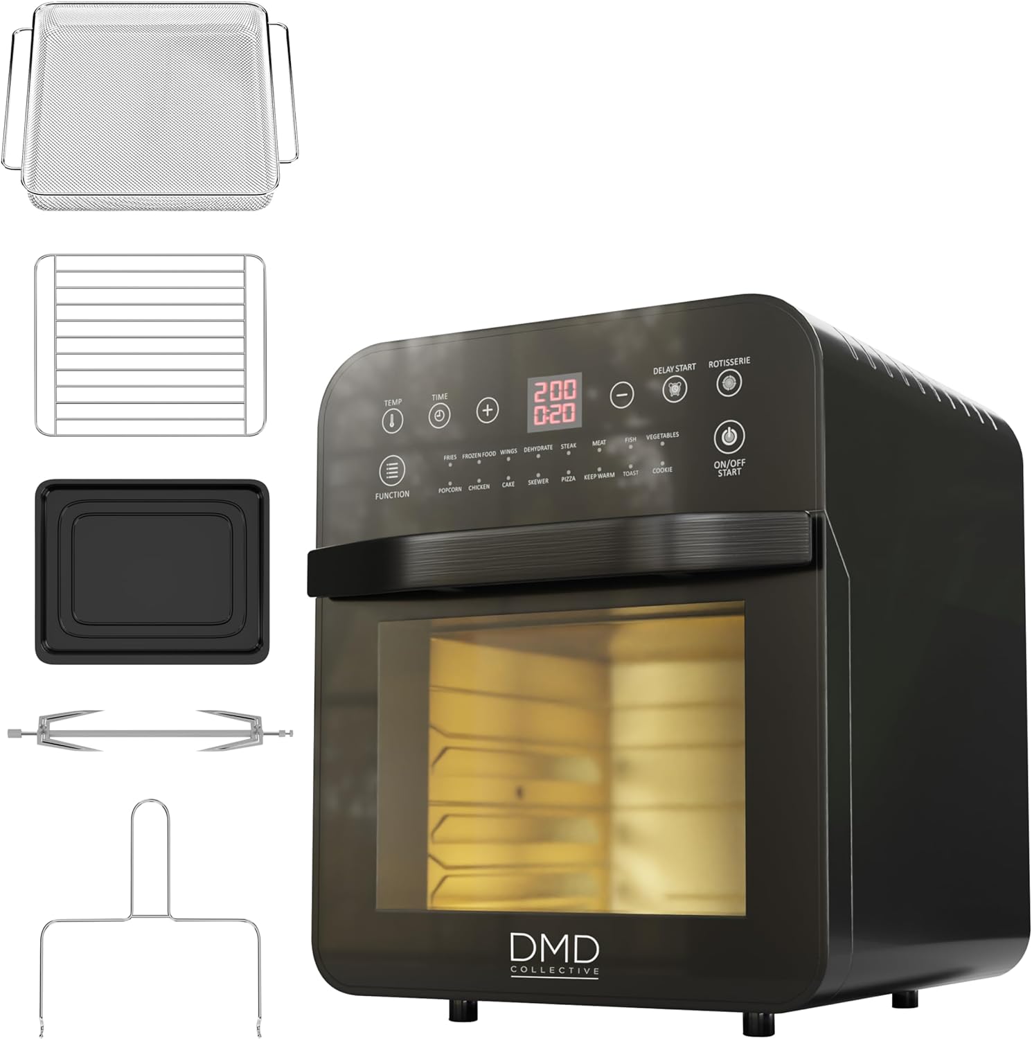 DMD® | 16-In-1 12L Digital Air Fryer Oven with Rapid Air Circulation, 60 Minute Timer, 1800W | Dehydrate, Bake, Rotisserie, Oil Free Healthy Eating DMDK1.