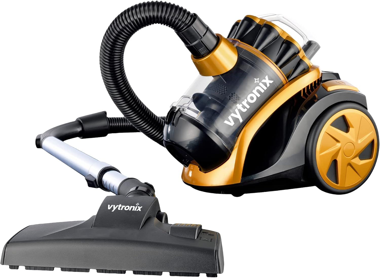 VYTRONIX VTBC01 Bagless Cylinder Vacuum Cleaner, 800w High Power Motor, Compact and Lightweight, Cyclonic Vacuum and Carpet Cleaner with 4 stage HEPA Filter for removing Dust, Dirt and Allergens.