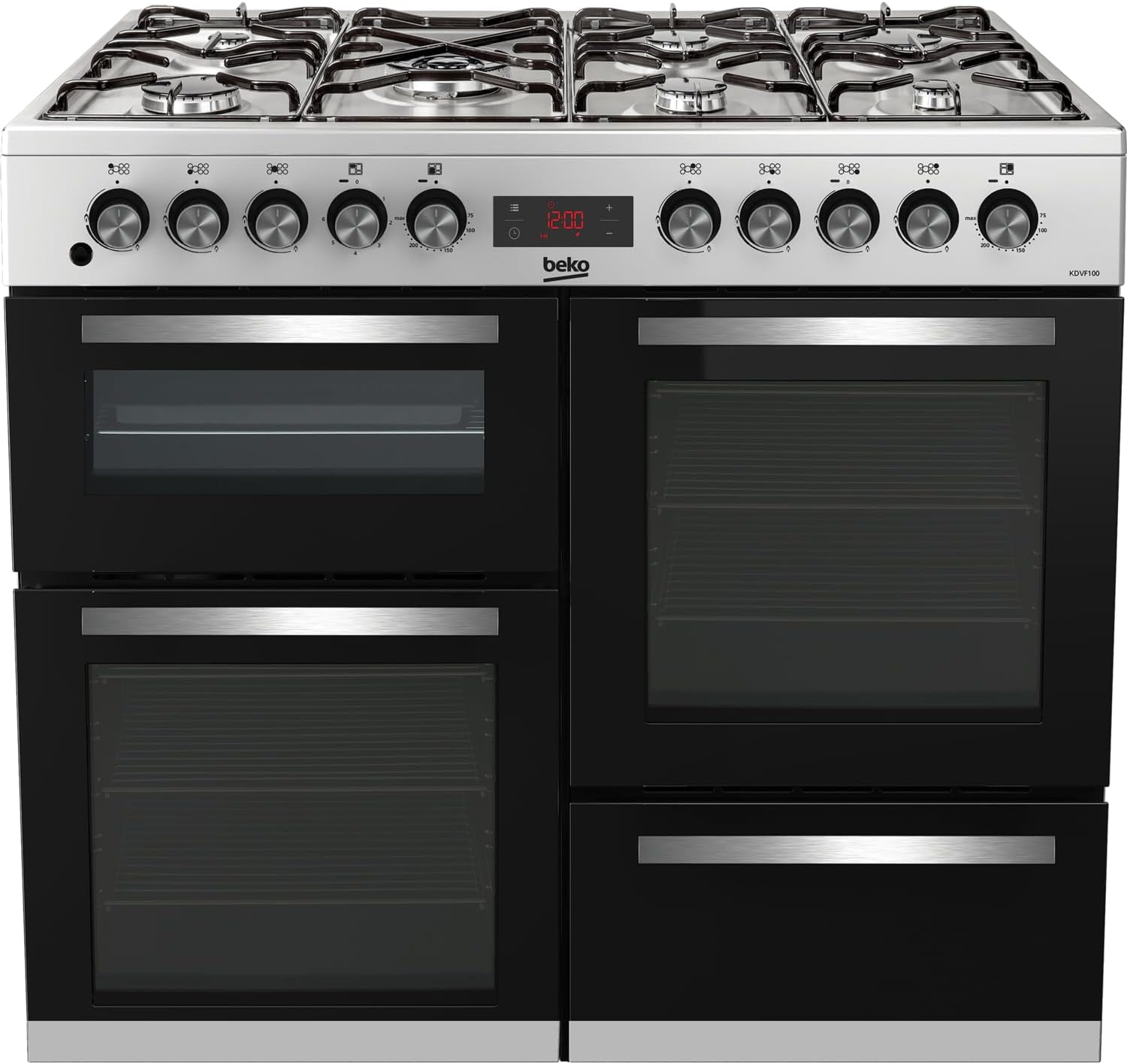 Beko KDVF100X Freestanding A/A Rated Dual Fuel Range Cooker -Stainless Steel.