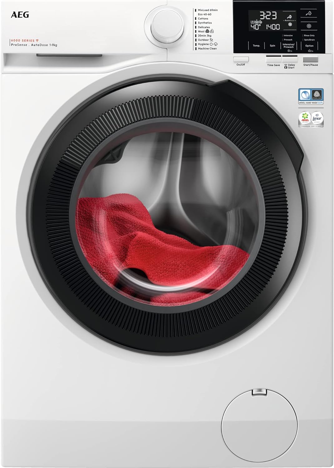 AEG LFR61144B 6000 Series ProSense Technology 10Kg Freestanding Washing Machine, 1400 rpm, White, A Rated Energy Class.