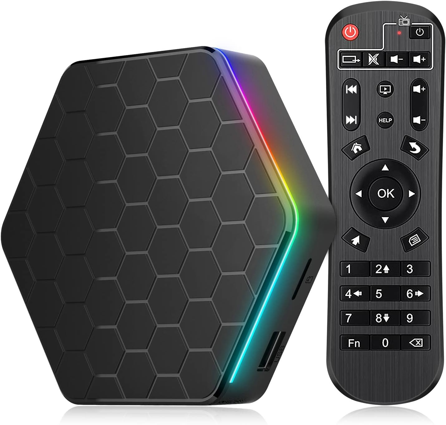 Android 12.0 TV Box, 4GB RAM 64GB ROM Allwinner H618 Quad-Core 64-bit Cortex-A53，Android Box with 2.4GHz/5.0GHz WiFi 10/100M Ethernet, Support H.265/3D/6K Ultra HD/BT 5.0/HDMI 2.0 Smart TV Box.