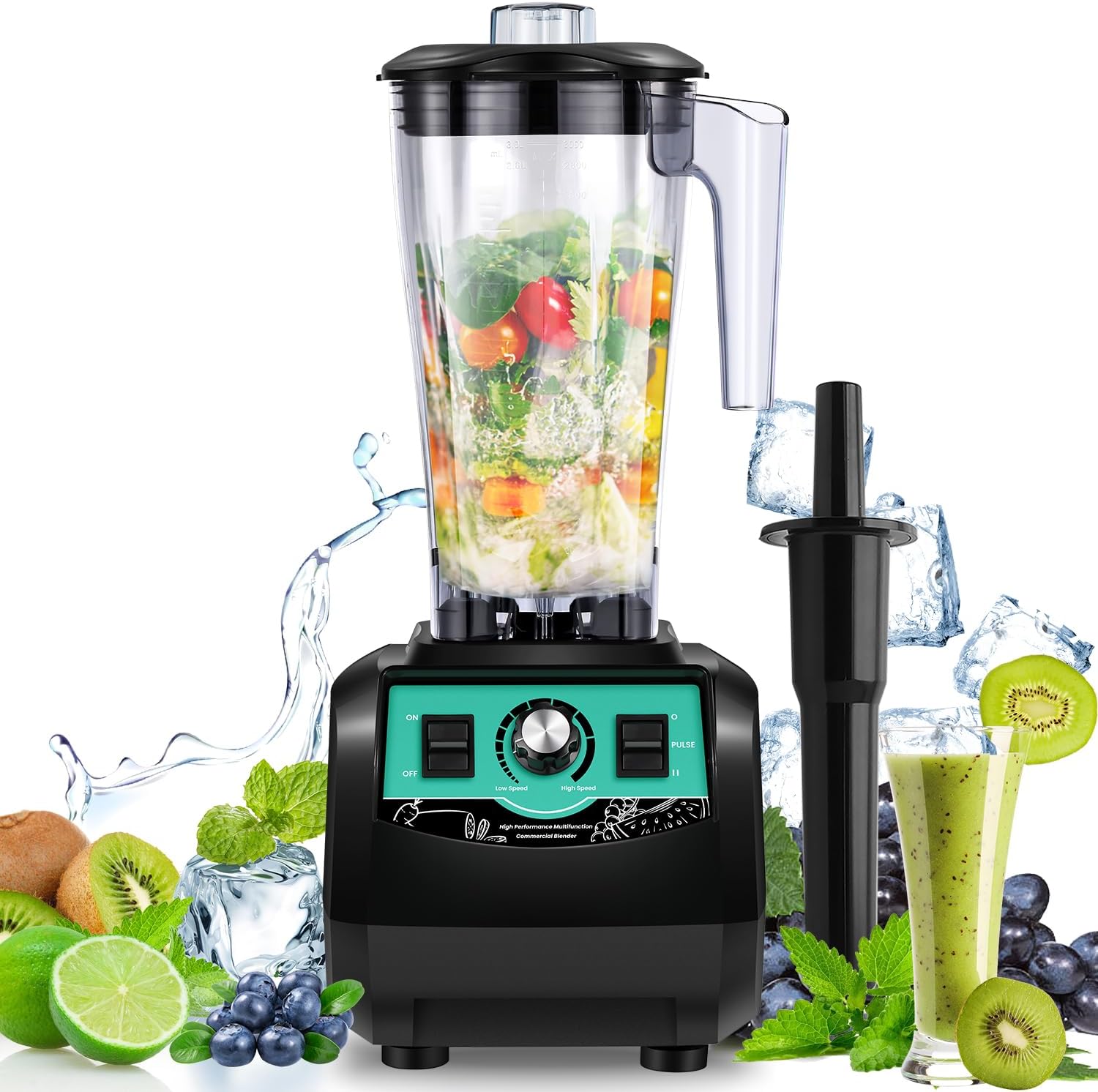 Huanyu Blender Smoothie Maker 3L Large Capacity High Speed Blender 2200W Commercial Multi-function Jug Blenders for Crushing ice, Juice, Smoothie, Milkshake and Soy Milk.