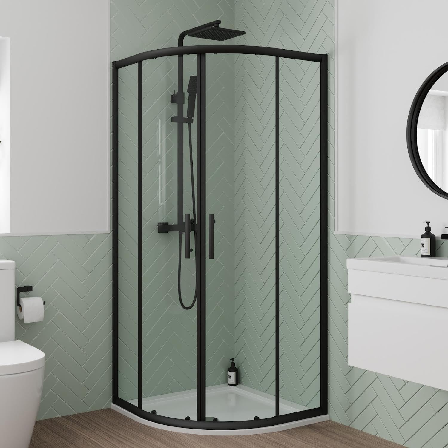 Luxura Quadrant Shower Enclosure 800mm - 6mm Black.