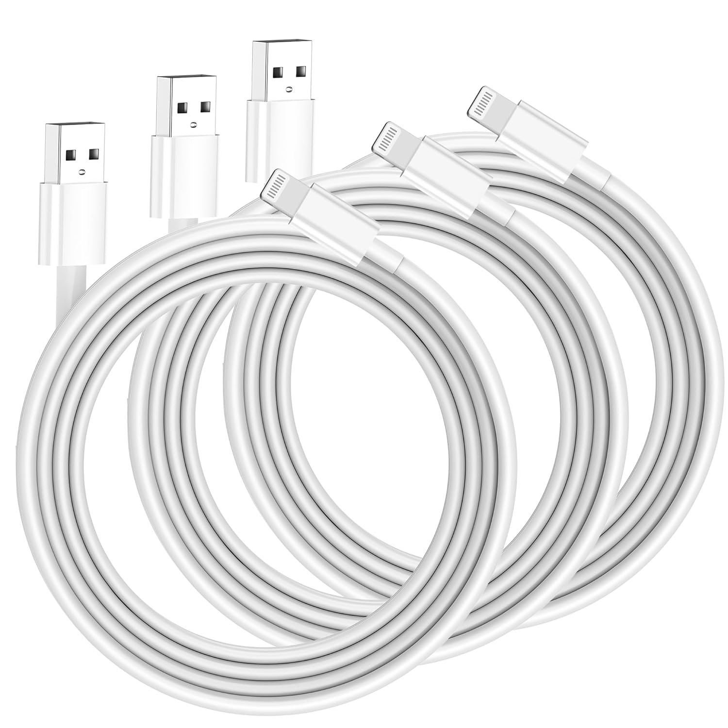 3Pack for Apple iPhone Charger Cable 2M, Lightning to USB A Cable Lead 2 Meters, Fast Charging Phone Long Cables for iPhone 14 Pro Max 13 12 11 SE2 Xs Max XR X 8 Plus 7 6 Plus 5s SE, for iPad.