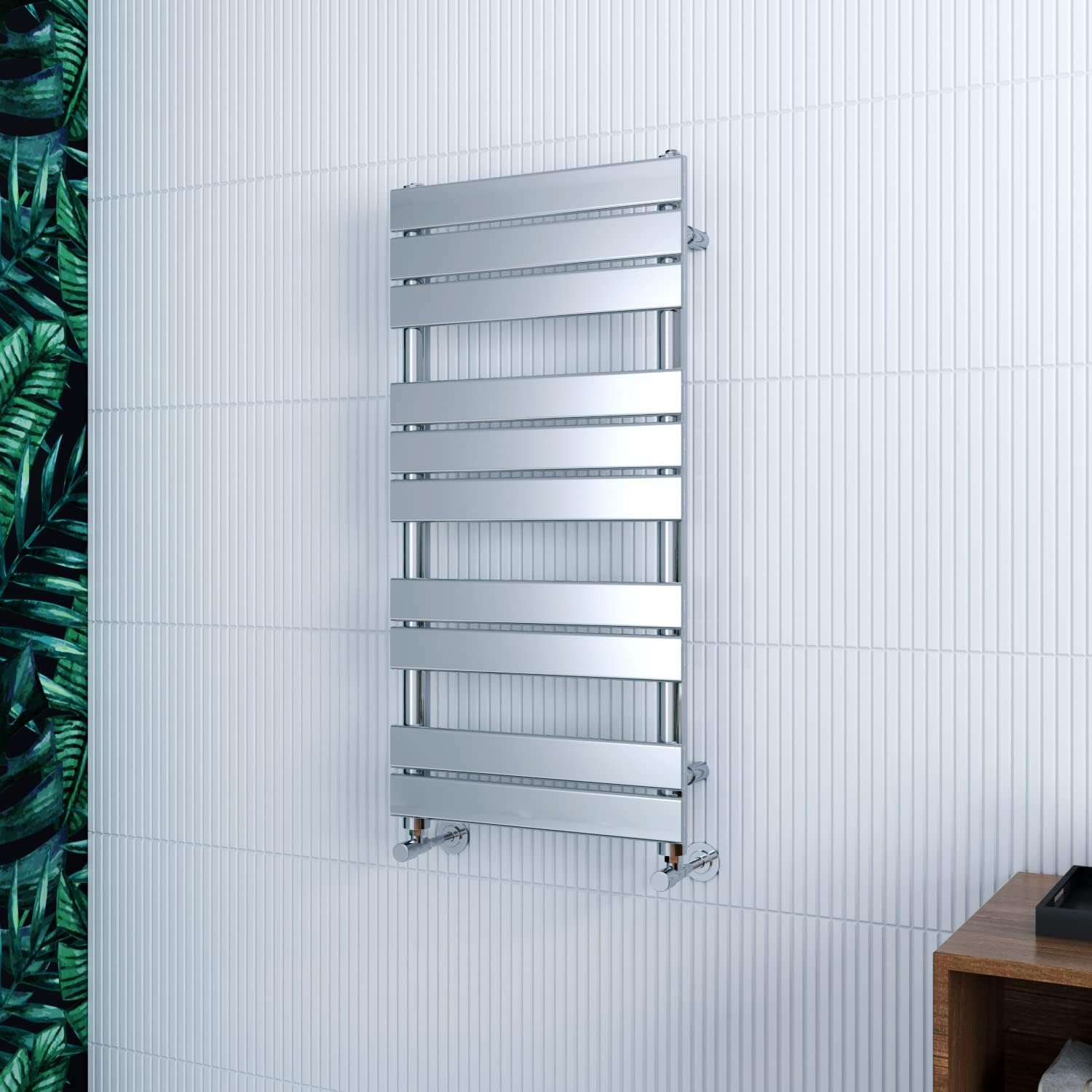 ELEGANT Chrome Flat Panel Towel Rail Radiator 1600 x 500mm Modern Designer Heated Towel Rail Central Heating Rad for Bathroom.