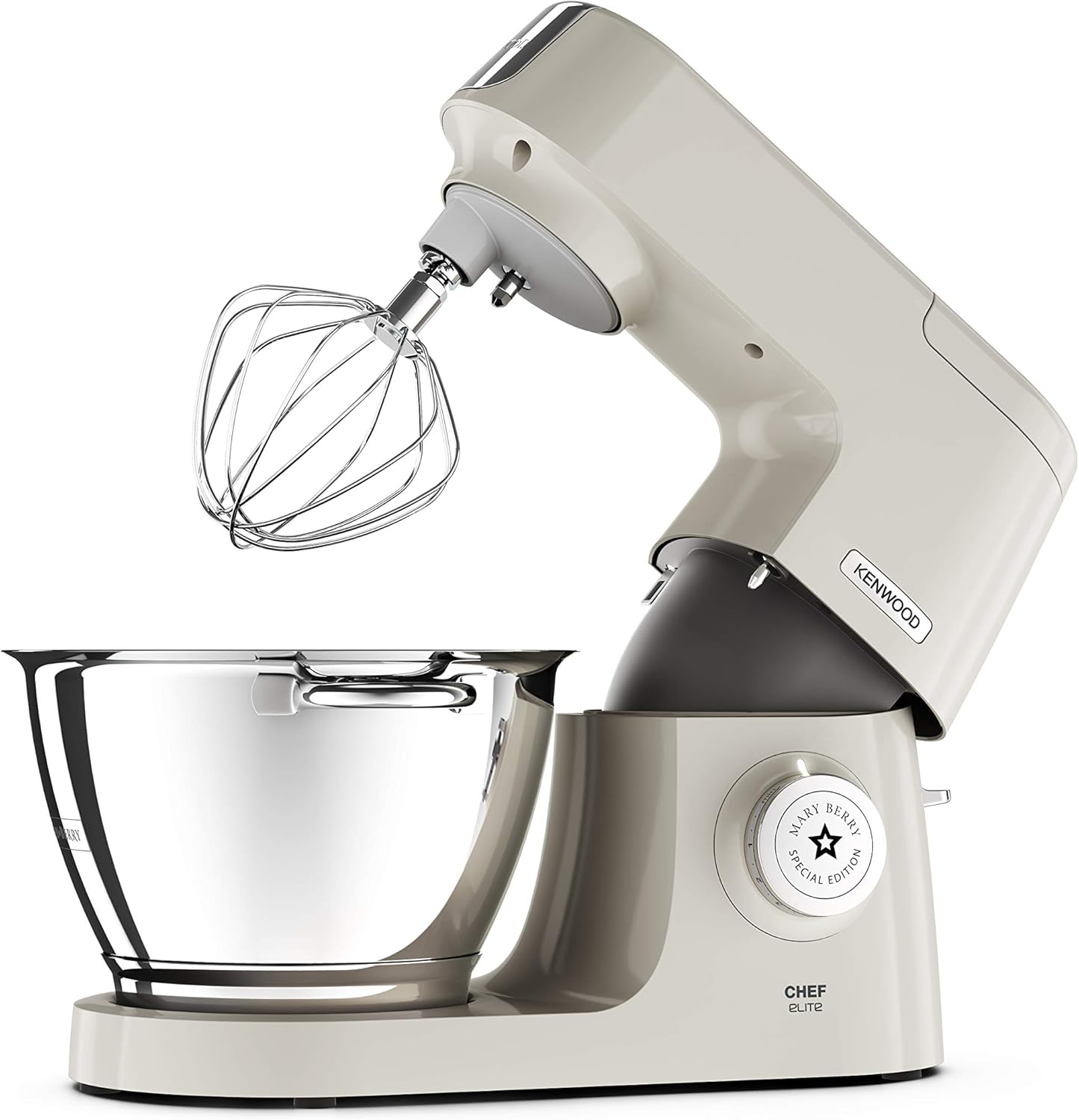 Kenwood KVC5100C Mary Berry Special Edition Chef Elite Stand Mixer, 3 Bowl Tools, Whisk, Dough Hook & K-Beater, Fast Cakes' Recipe Book, Plastic, Cream, 4.6 L Special Edition.