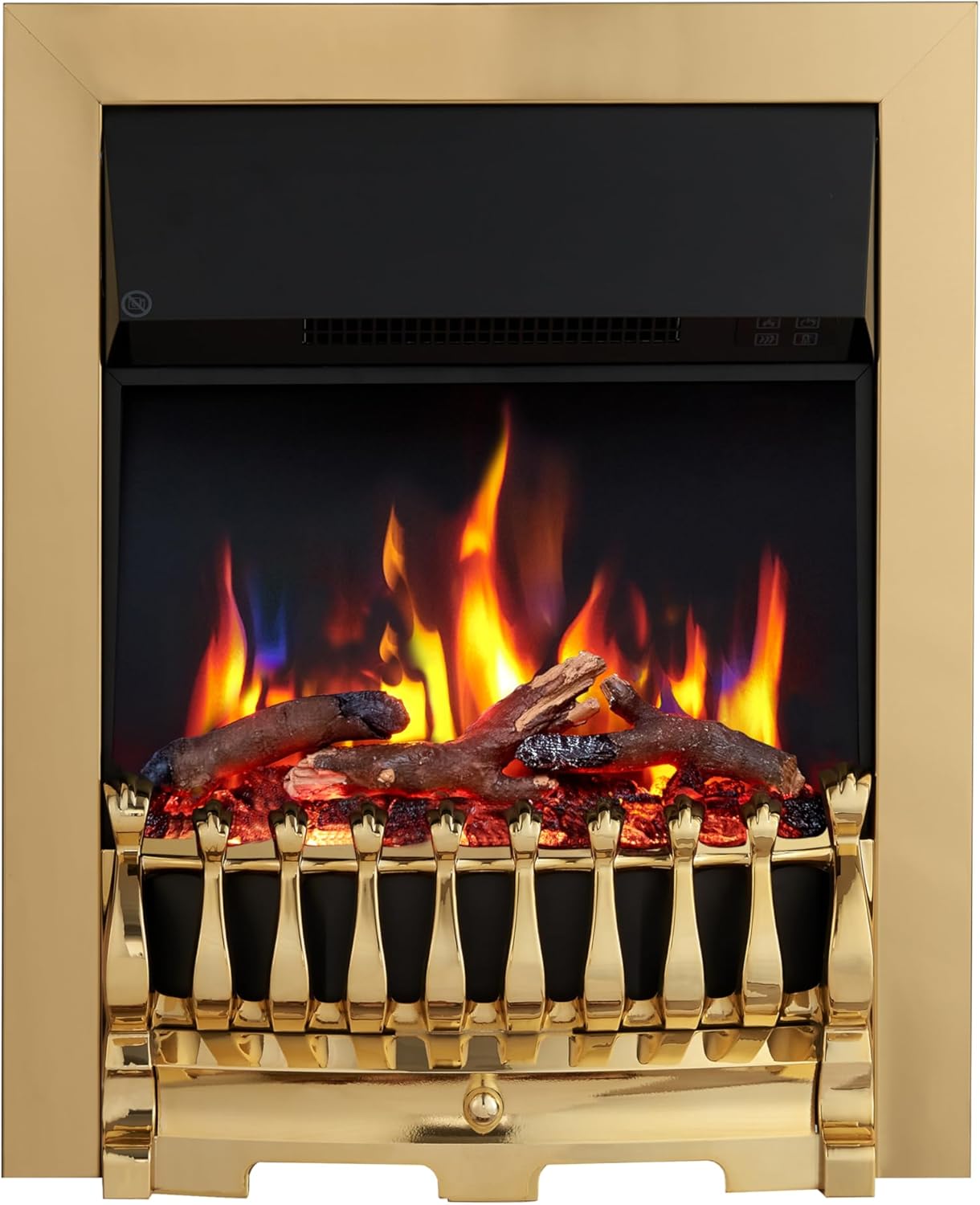 FLAMEKO Verona 16’’ Fireplace Insert, 2000W Heater, Chrome Trim with Spacer, Blenheim Fret, 9 Colour Flame Effect, Remote Control.