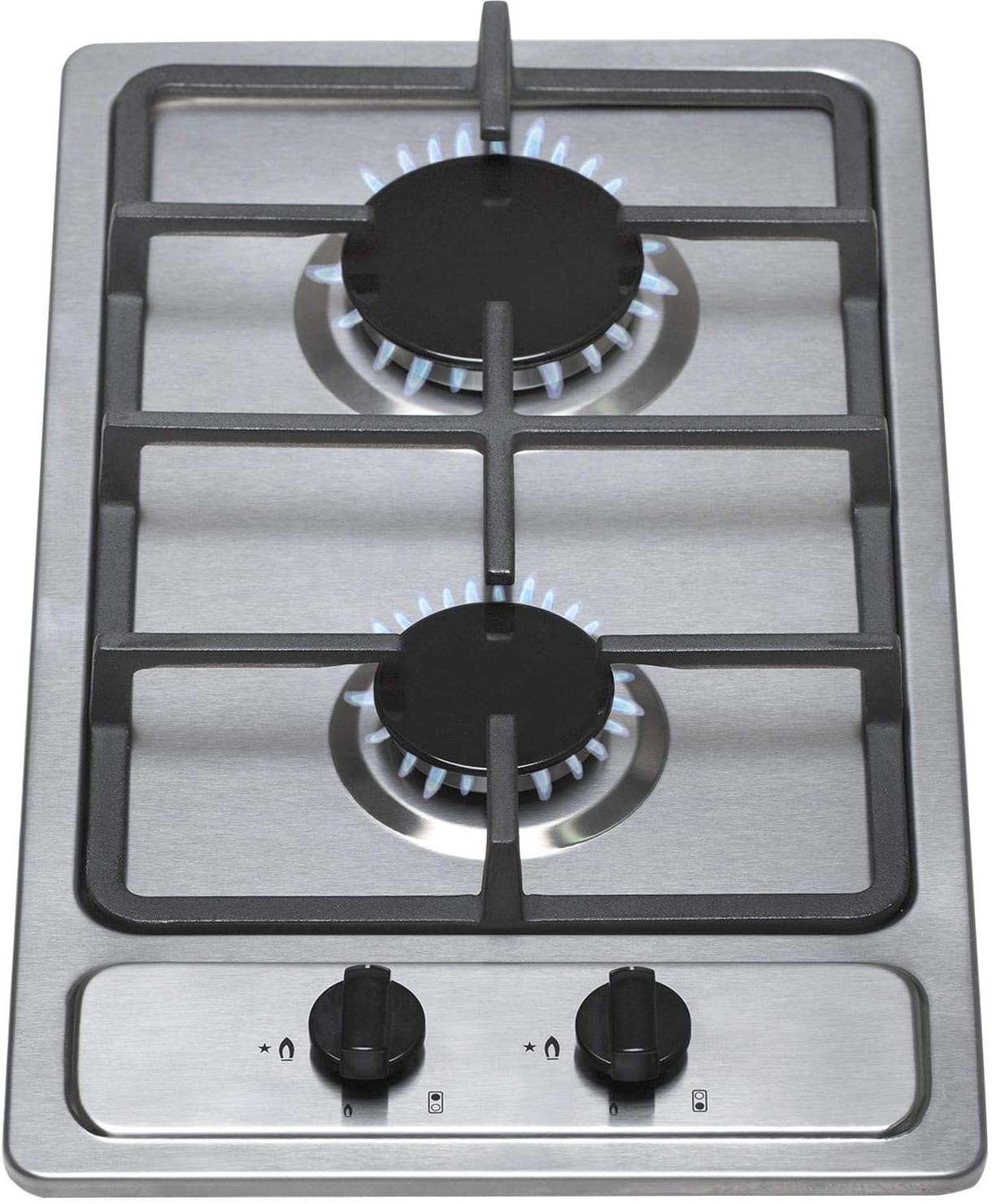 SIA SSG302SS 30cm Stainless Steel Compact Domino Gas Hob With Cast Iron Supports.