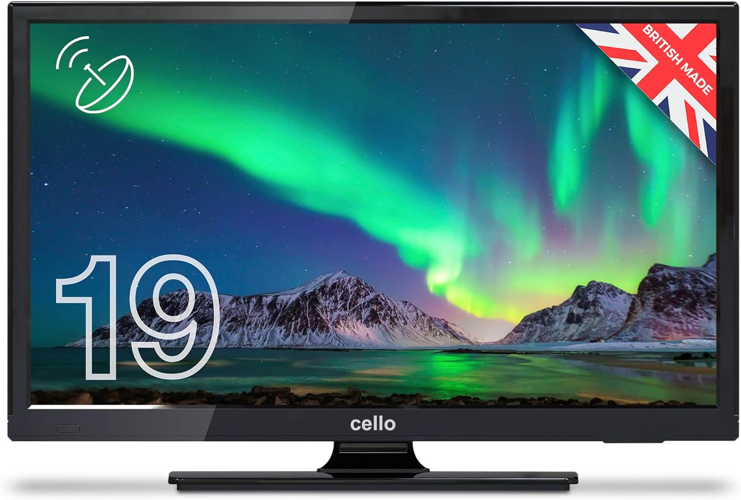 Cello C1920S 19 inch Full HD LED TV , Made in UK , Freeview TV HD , Satellite Receiver , DVB-S2 , HDMI , USB 2.0 , Record Live , Perfect for Your Lounge and Small Spaces , Kitchen TV.