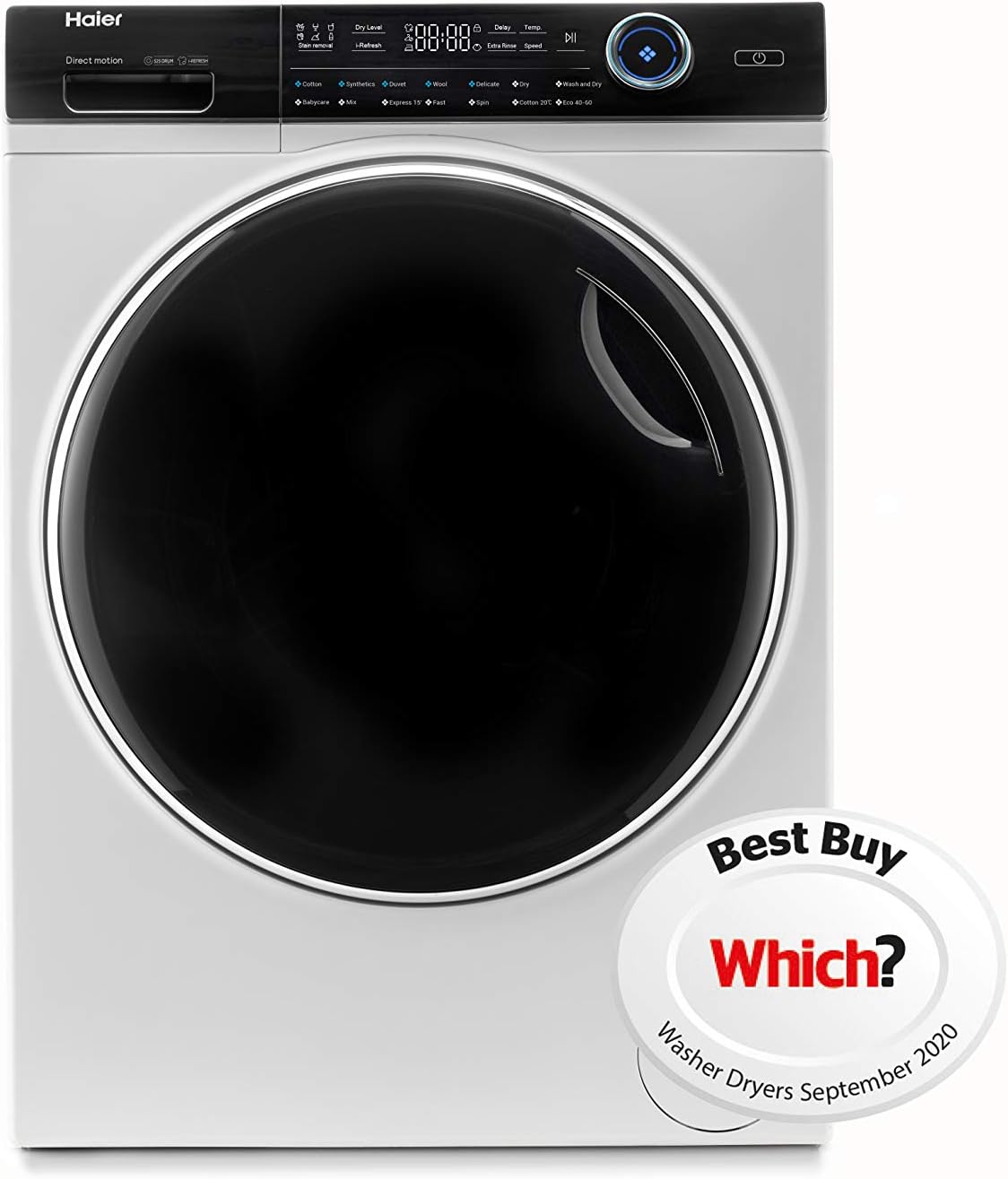 Haier HWD100-B14979 Freestanding Washer Dryer, Direct Motion and LED Display, 1400RPM 10kg/6kg Load, White.