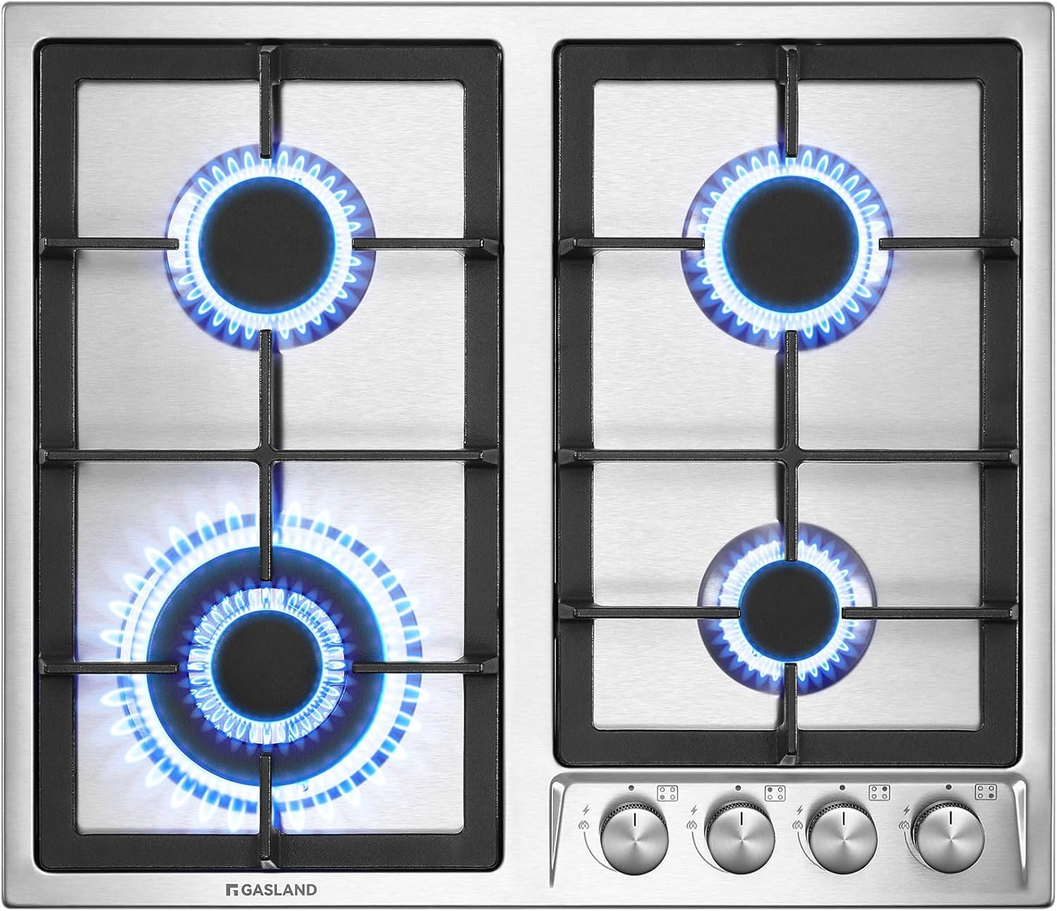 GASLAND GH30BF 30cm Built-in 2 Burners Gas Hob, Black Tempered Glass Gas Cooktop, NG/LPG Convertible, 5200W.