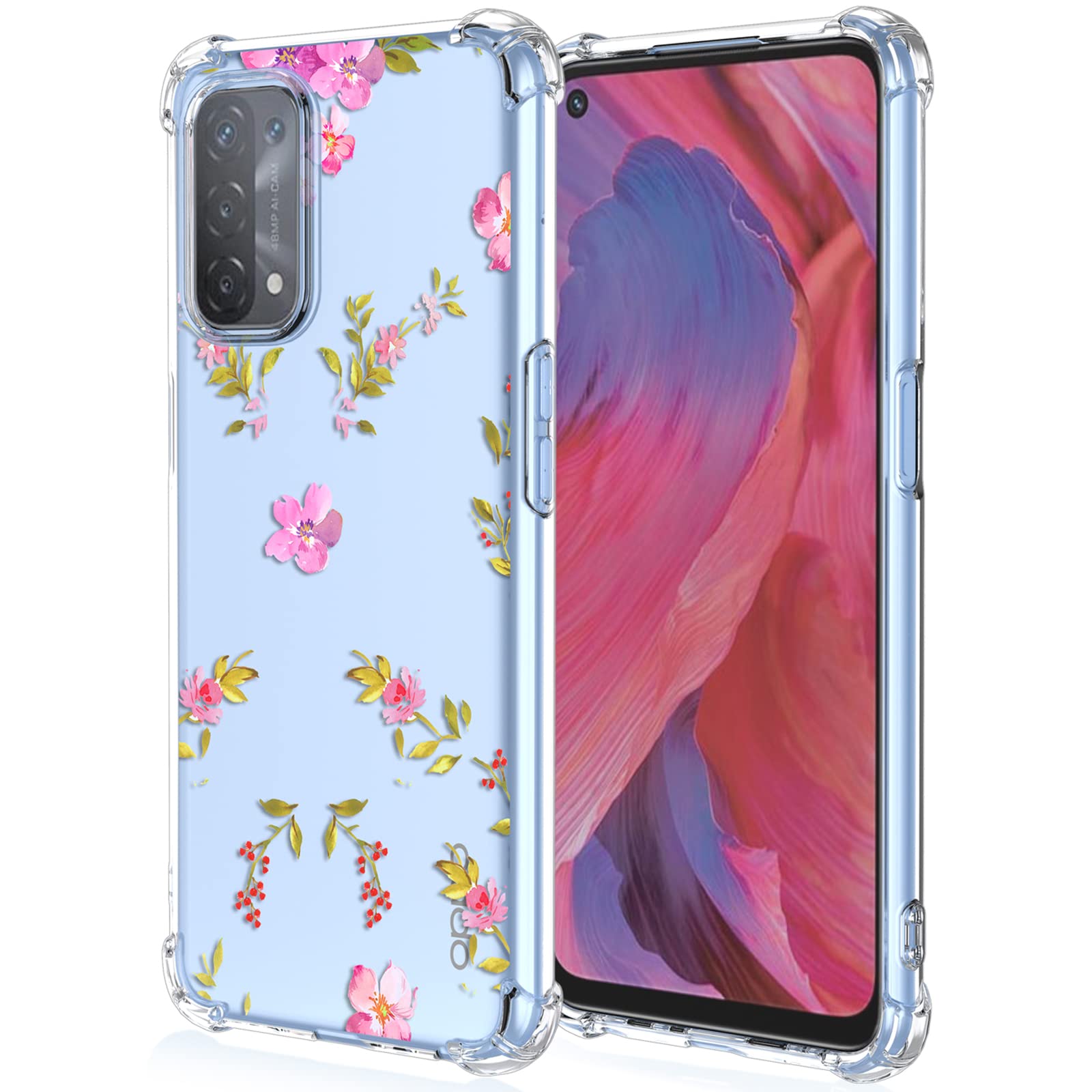 XINYEXIN Case for OPPO A74 5G / OPPO A54 5G, Painting Flower Pattern Clear Case Soft TPU Silicone Case Slim Shockproof Bumper Girl Women Phone Cover - Daisy.