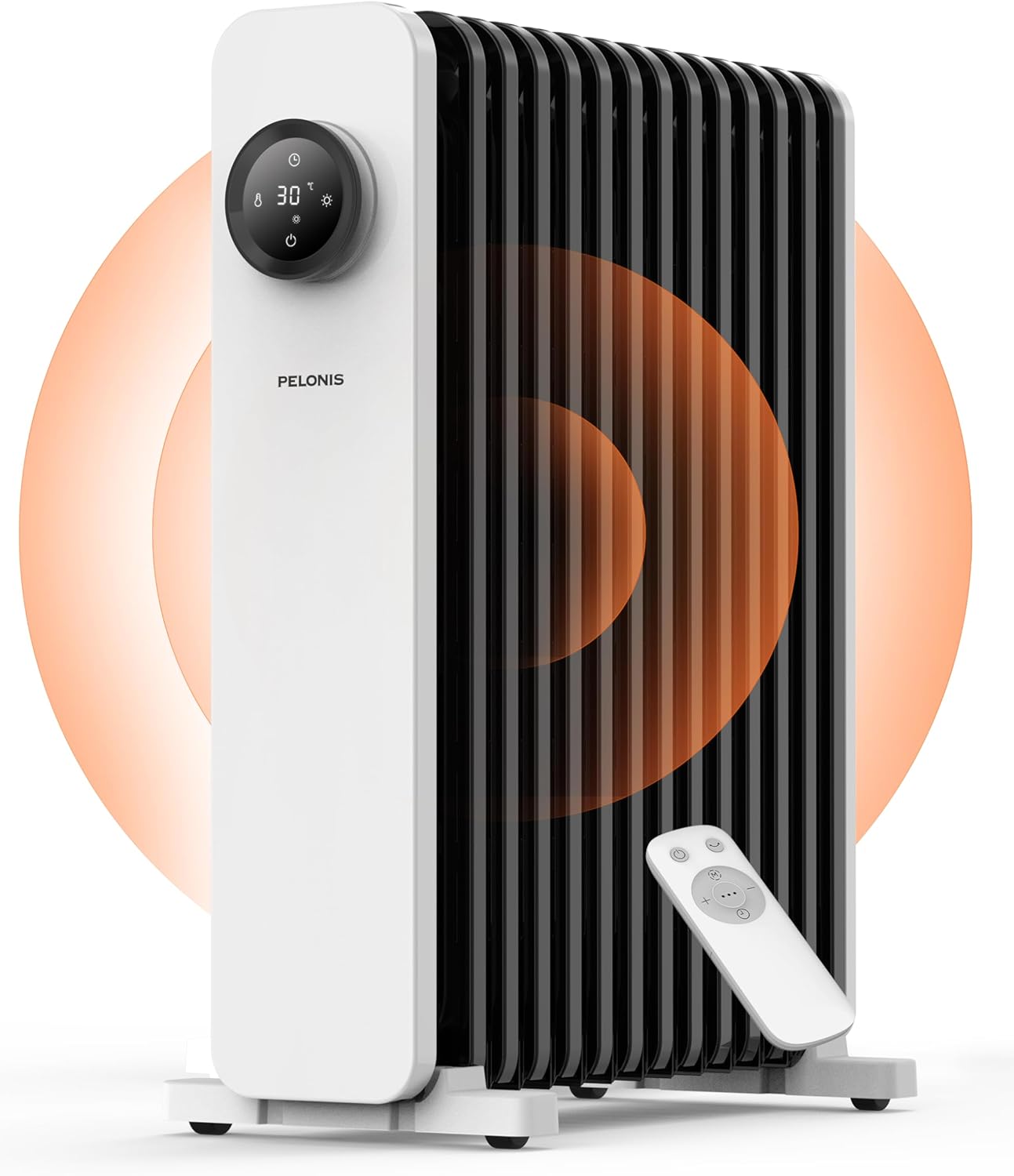 PELONIS PHOENIX 13M Oil Filled Radiator 2500W, Silent Space Heater - 13 Fins with Adjustable Thermostat, Black.