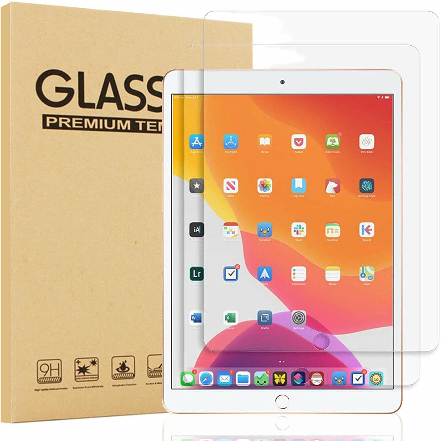 for iPad 10.2 9th Generation (2021) iPad 8th Generation (2020) & 7th Generation (2019) 9H Tempered Glass Screen Protector (Pack of 2).