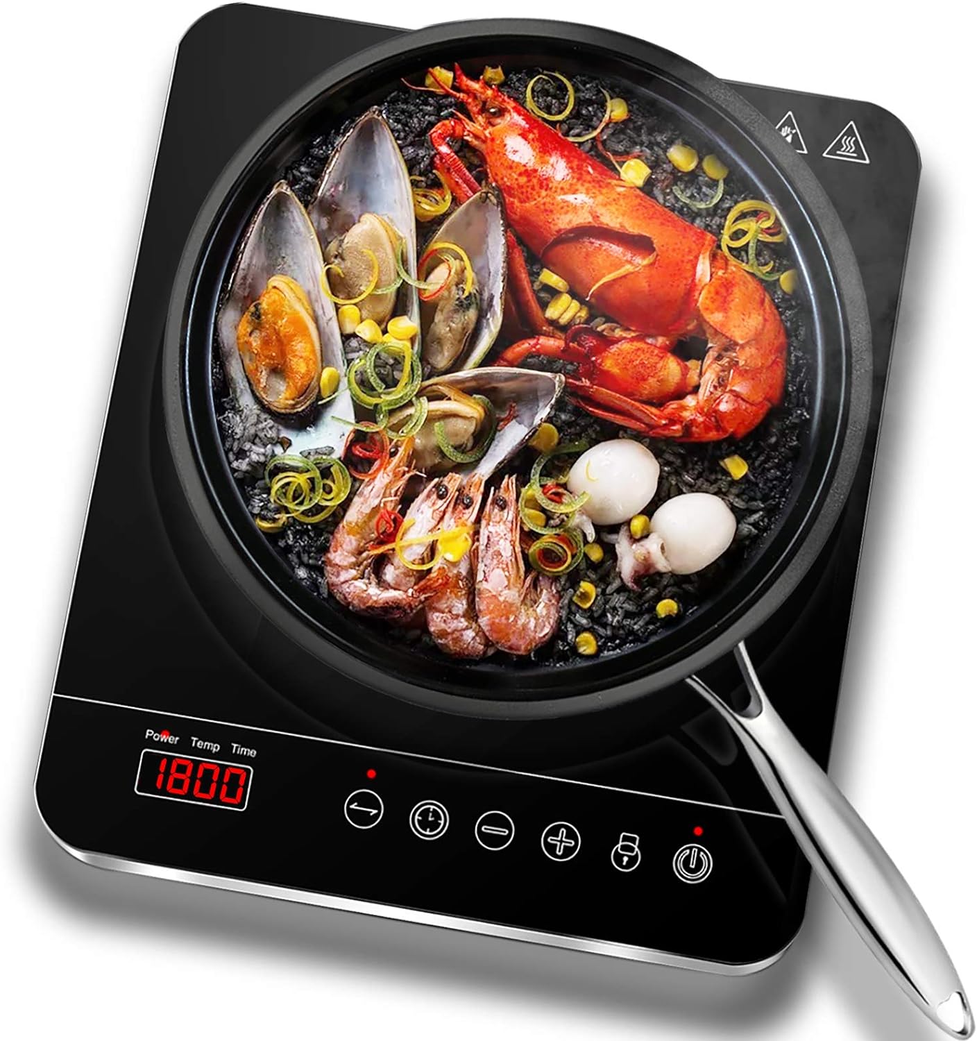 Aobosi Single Induction Cooker,Portable Induction Hob with Slim Body,Ceramic Glass Panel,10 Temperatures and Power Levels Settings,3 Hours Timer,Safety Lock.