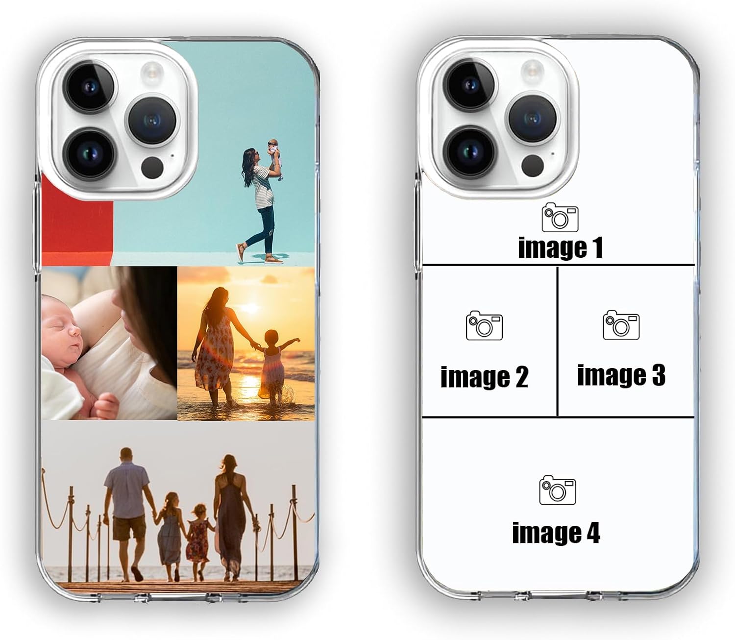 Personalised Custom for iPhone Case, for iPhone 13 Case, 7 Photo Collage Polaroid Style Custom Picture CLEAR Silicone Impact Case for iPhone 11 12 13 14 15 Ranges - CUSTOMISE ONLINE (7 photos).