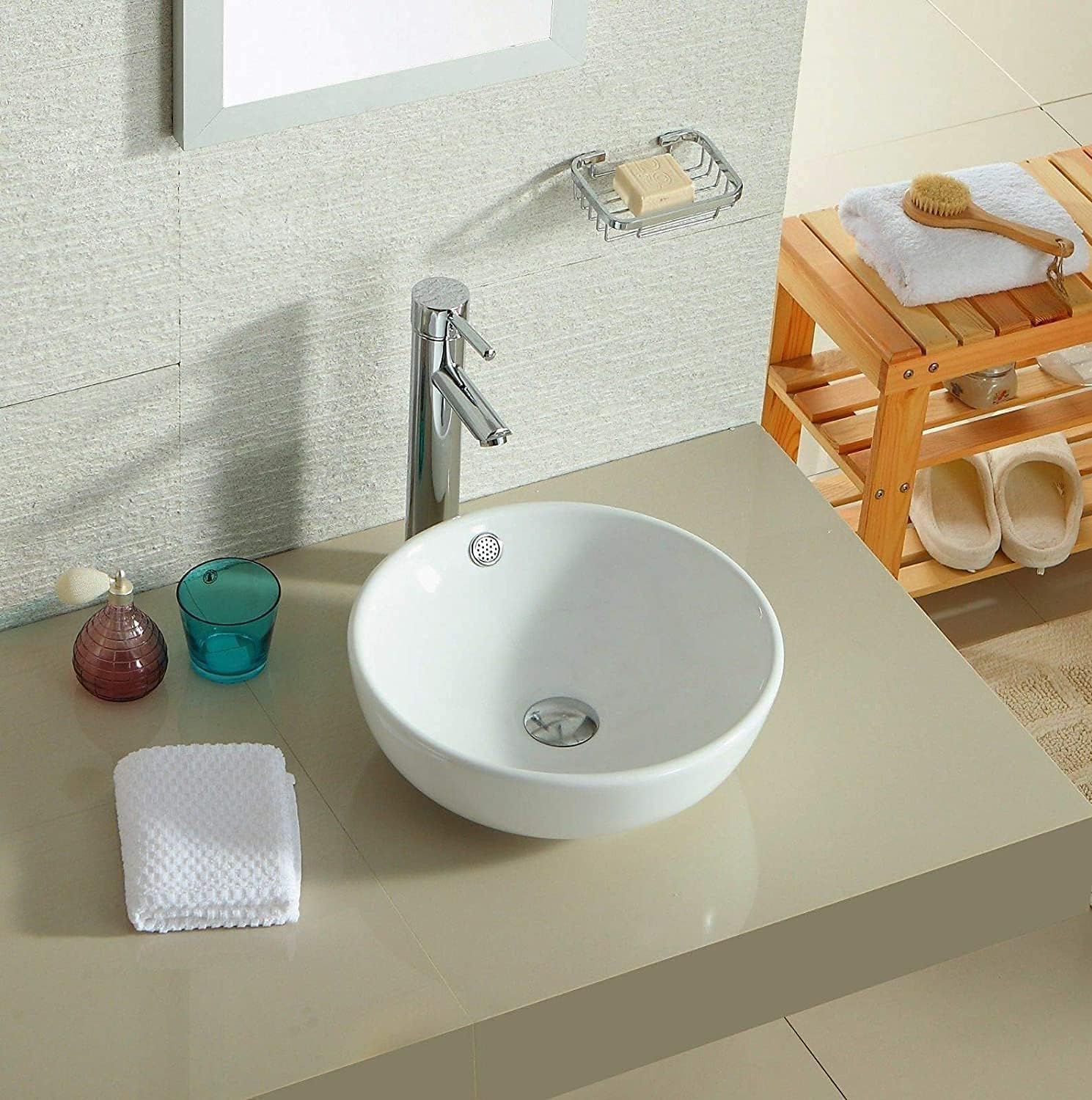 BELOFAY Modern Bathroom Basin Sink Countertop White Cloakroom Ceramic wash Basin for Bathroom Vanity Cabinet and Toilet | 13x50x36cm (HxWxD).