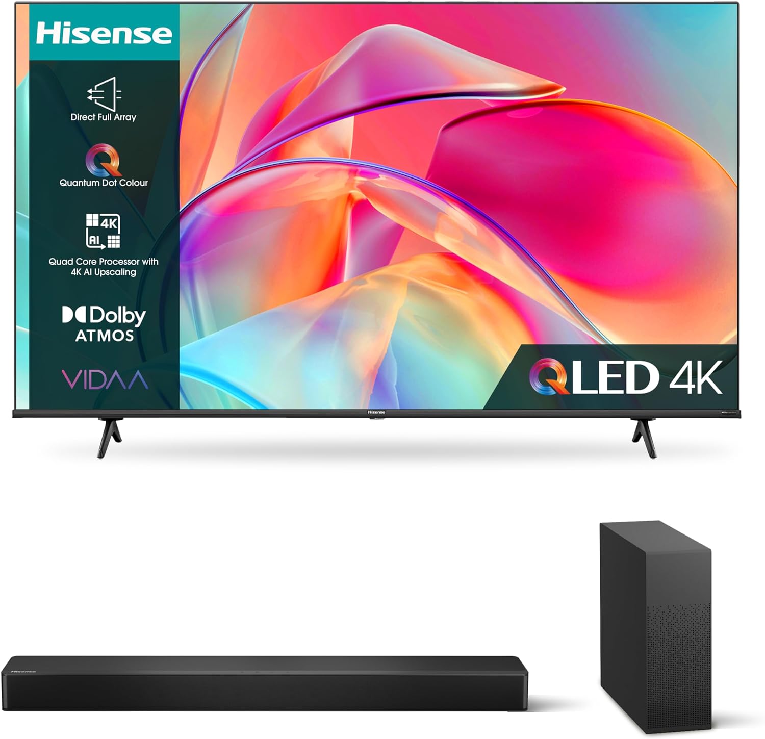 Hisense 55E7HQTUK QLED Gaming Series 55-inch 4K UHD Dolby Vision HDR Smart TV with YouTube, Netflix, Disney + Freeview Play and Alexa Built-in, Bluetooth and WiFi, TUV Certificated (2022 NEW).