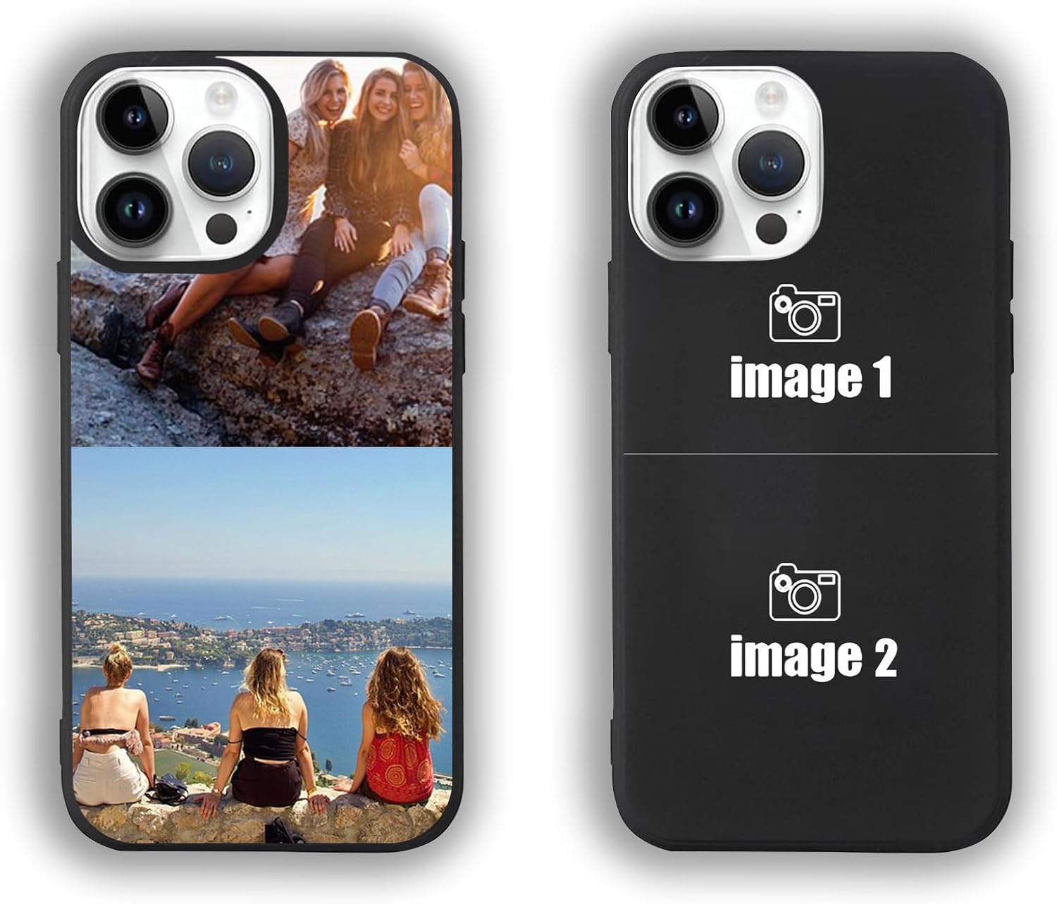 Personalised Phone Case, Custom Phone Case,for Apple iPhone 11/12/13/14/15 Pro Max X/XR/XS, Collage Photo Text Name, Customised Gifts for Birthday, Wedding, Anniversary (5 Photo).