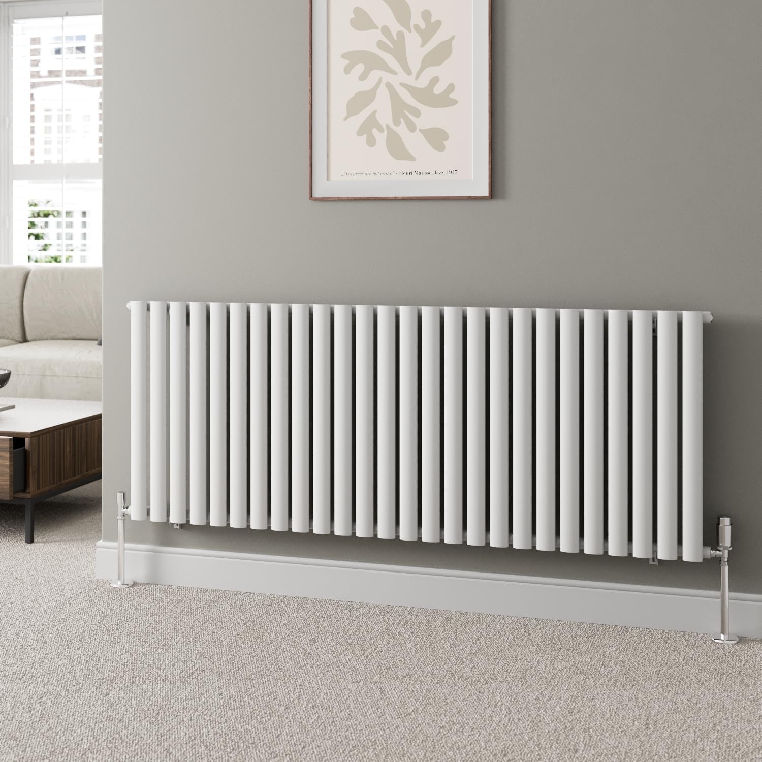 DuraTherm® 600 x 600mm Anthracite Horizontal Designer Radiator Double Column Oval Tube Modern Central Heating Panel Bathroom Radiators.