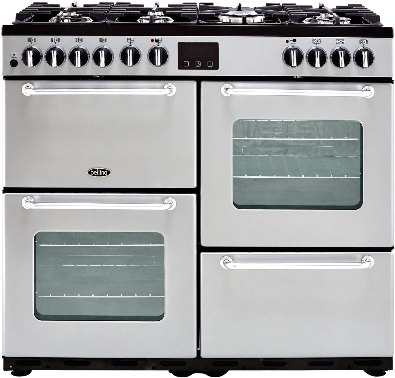 Belling 100cm Dual Fuel Range Cooker - Silver - A/A Rated.