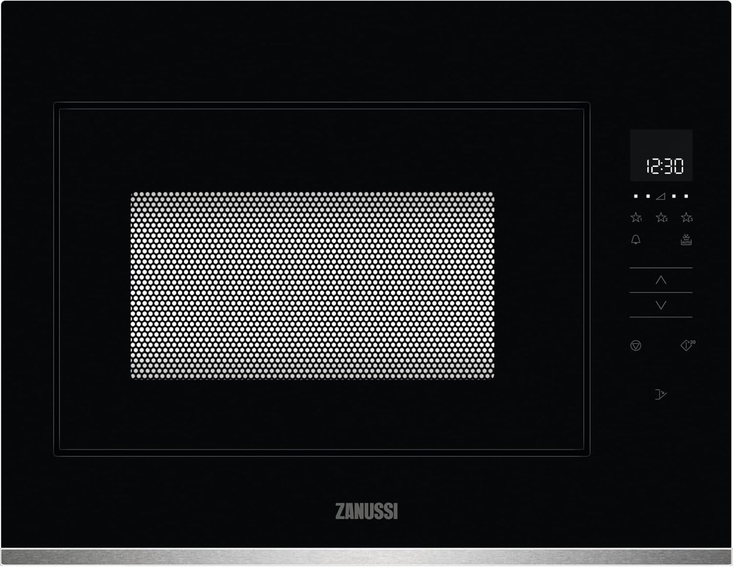 Zanussi Series 20 25L 900W Built-in Microwave - Black with Stainless Steel Trim.