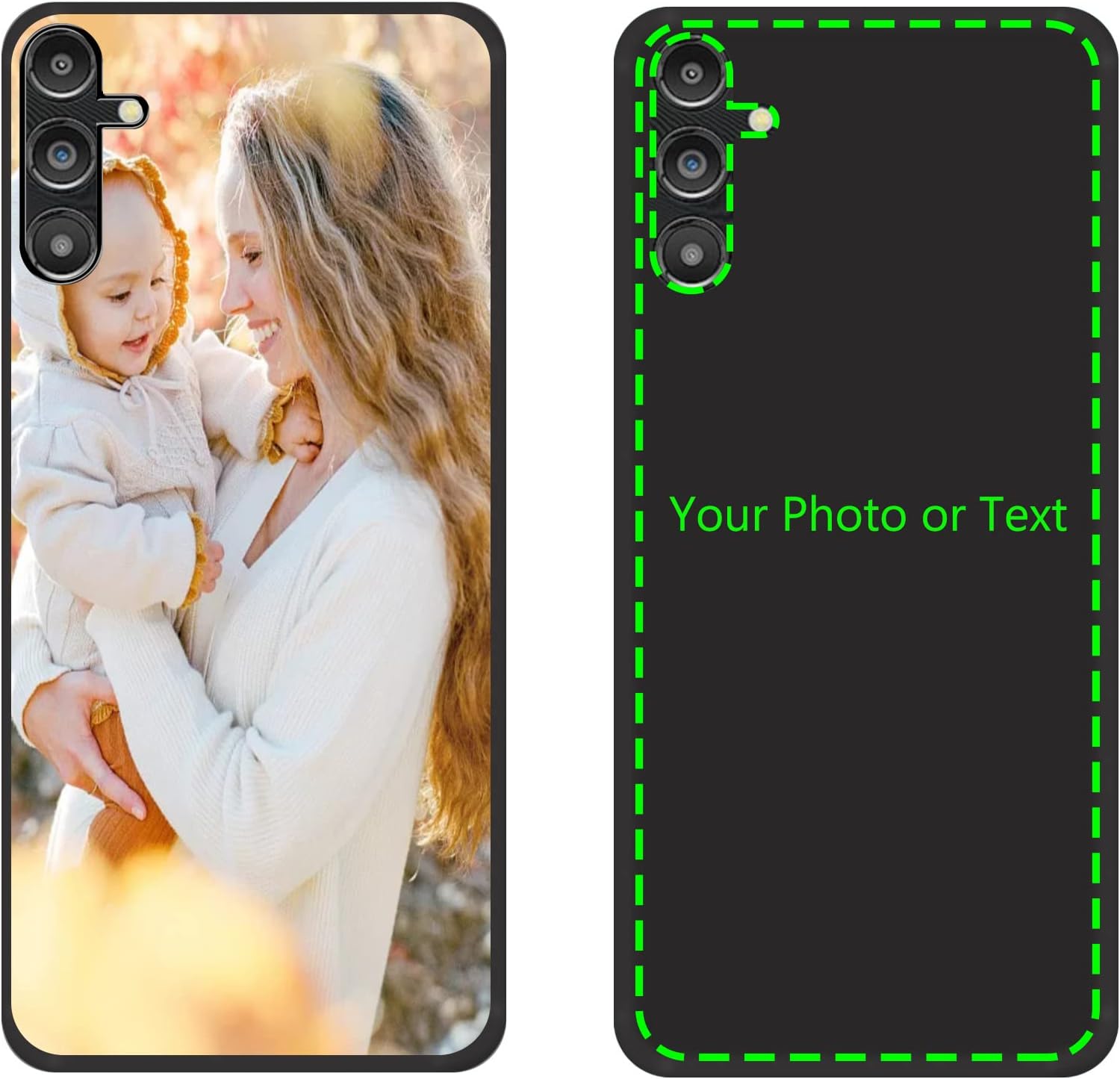 CAXKJE Black Personalised Photo Phone Case for Samsung Galaxy A05s,Design Your Own Photo Image,Text Phone Case,Silicone Bumper Slim Soft TPU Cover Case,Personalised Case.