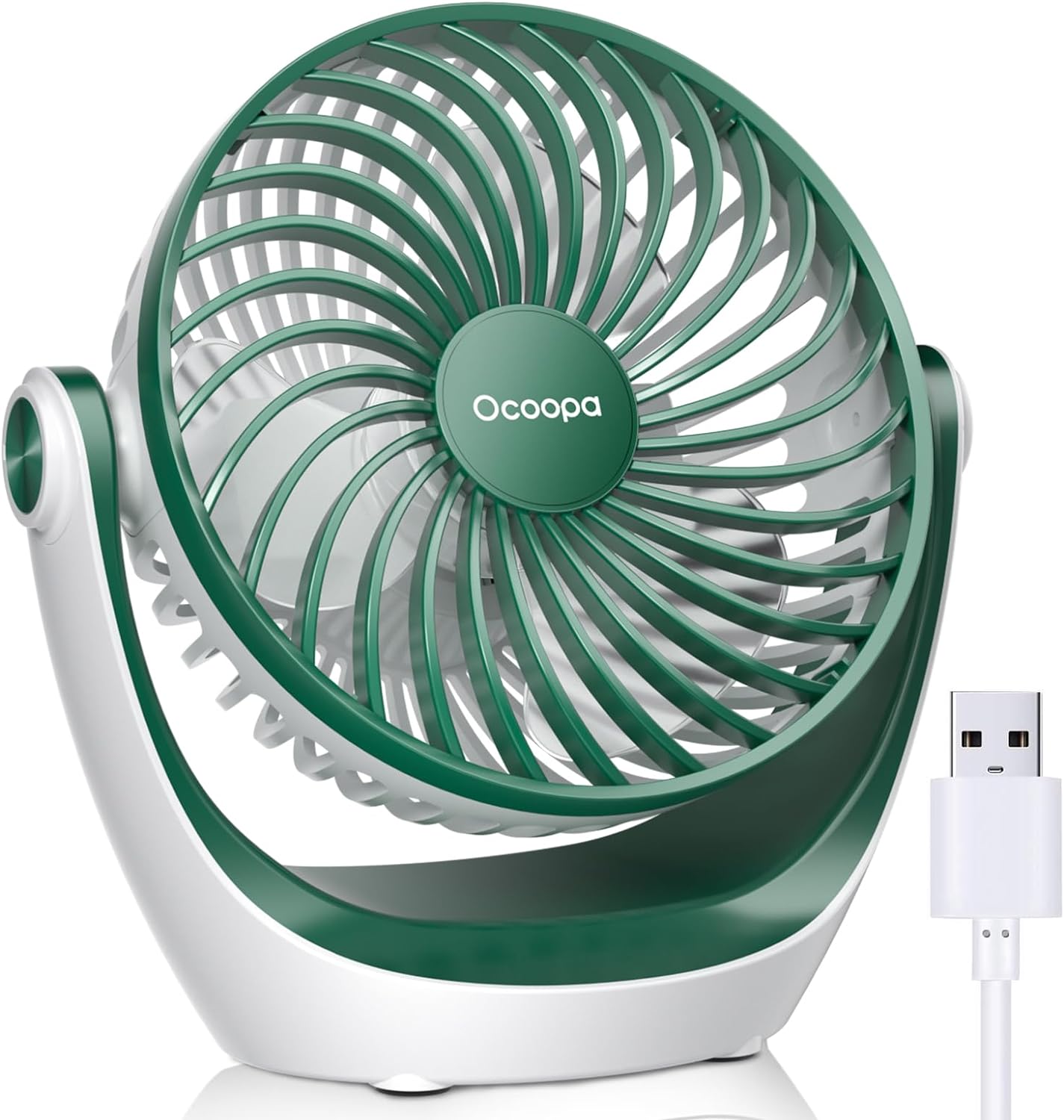 OCOOPA USB Desk Table Fan with Strong Airflow & Quiet Operation, Portable Cooling Fan Speed Adjustable 360°Rotatable Head for Home Office Bedroom Table and Desktop.