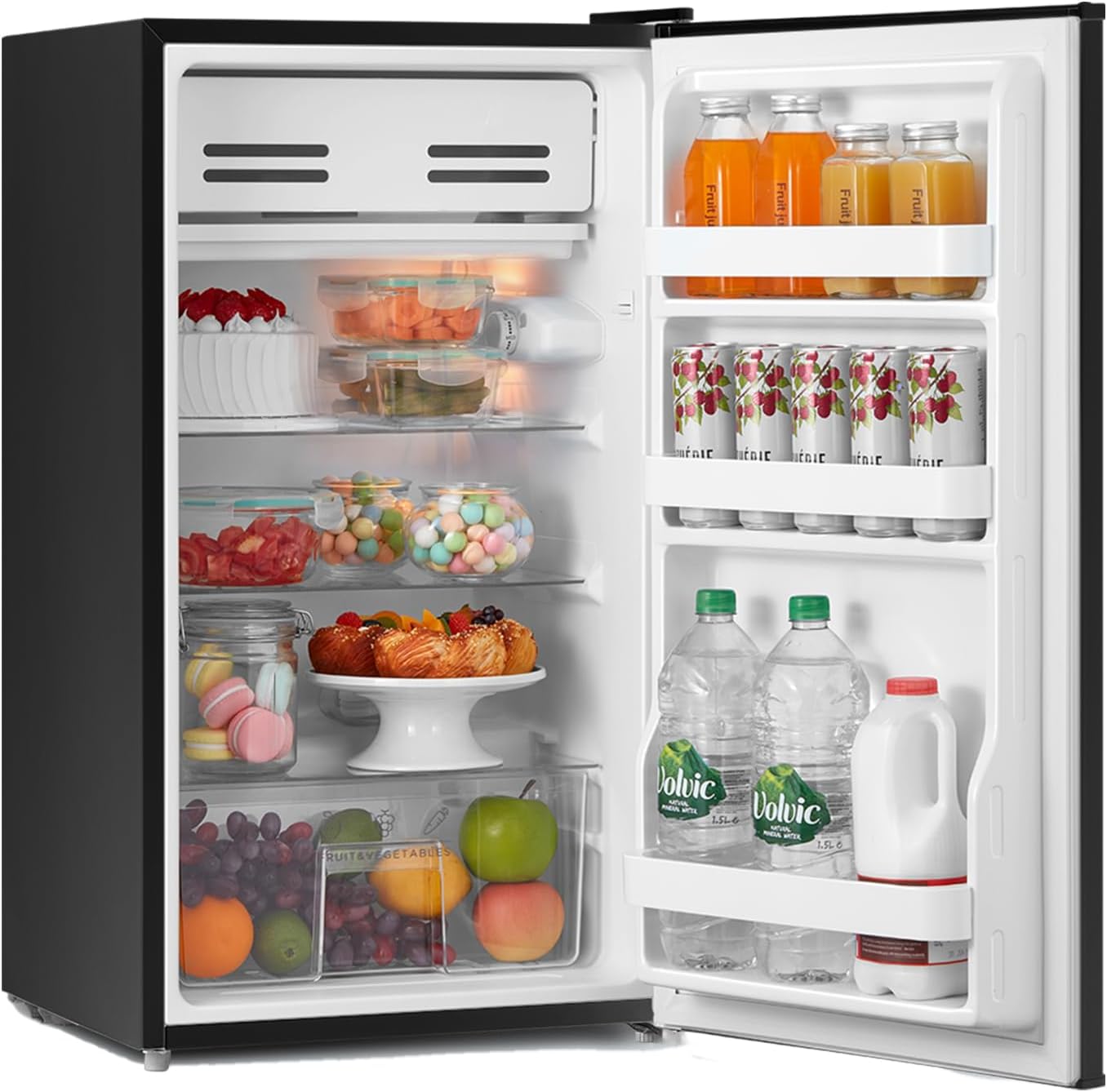 COMFEE' RCD93WH2(E) Under Counter Fridge, 93L Small Fridge with Cooler Box, Interior Light, Removable Glass Shelf, Reversible Door Hinge, Adjustable Legs, Standard Refrigerator White.