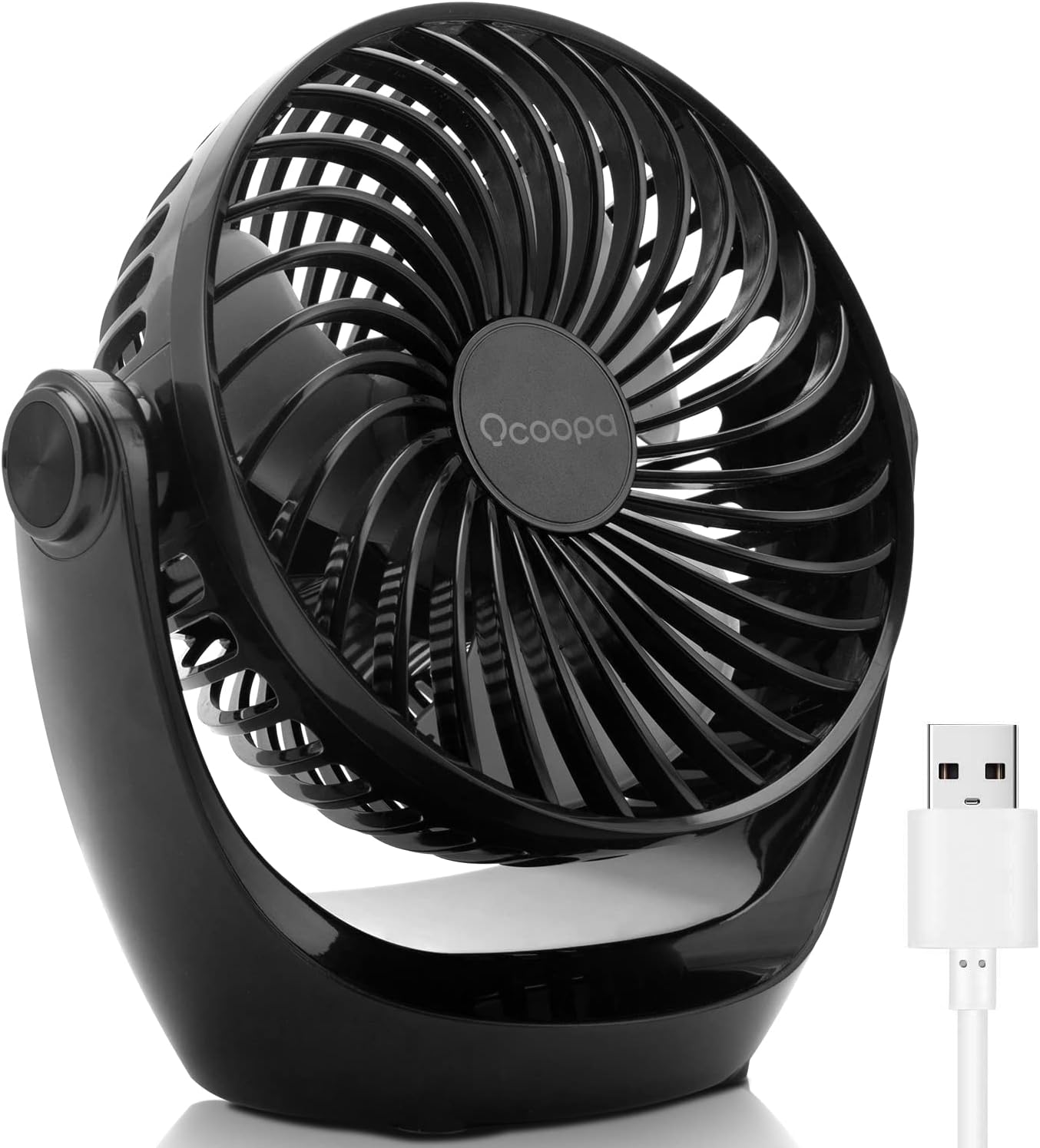 OCOOPA USB Desk Table Fan with Strong Airflow & Quiet Operation, Portable Cooling Fan Speed Adjustable 360°Rotatable Head for Home Office Bedroom Table and Desktop.