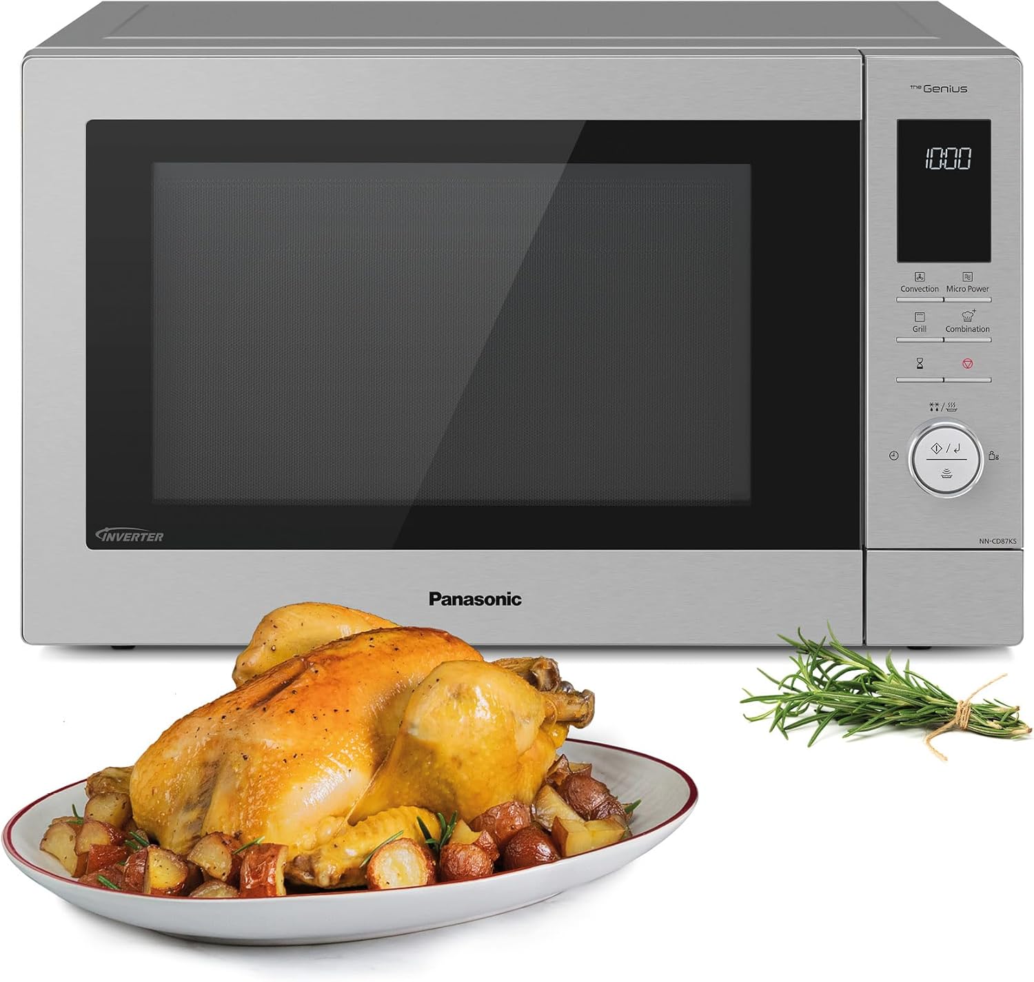 Panasonic NN-CD87KSBPQ Combination Microwave Oven, 34 Litres, Turntable, 1000W, Inverter, One Push Reheat, Genius Sensor, Junior Menu, LED Interior bulb, Stainless steel, Good Housekeeping Approved.