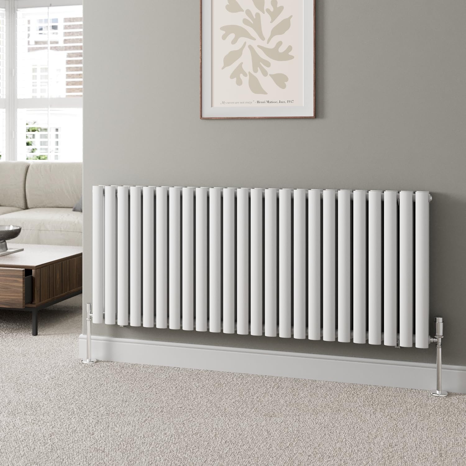 DuraTherm® 600 x 600mm Anthracite Horizontal Designer Radiator Double Column Oval Tube Modern Central Heating Panel Bathroom Radiators.