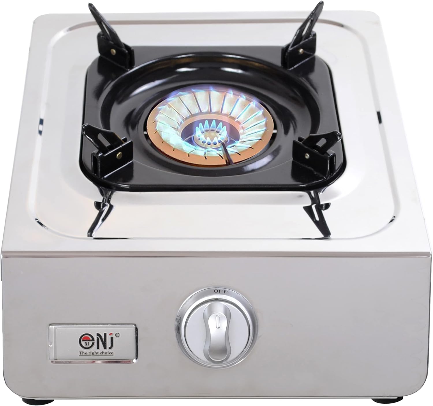 NJ NSD-11 Portable Gas Stove 1 Burner - Wok Burner Ring Indoor Gas Cooker LPG Gas Hob Cooktop Stainless Steel Efficient Tabletop for Caravan Home Kitchen Camping Garden Catering.