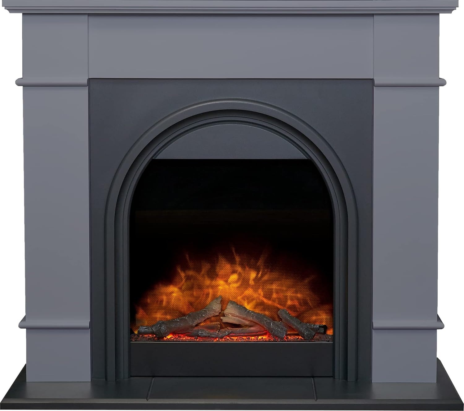 Adam Chesterfield Electric Fireplace Suite in Grey & Charcoal Grey, 44 Inch.