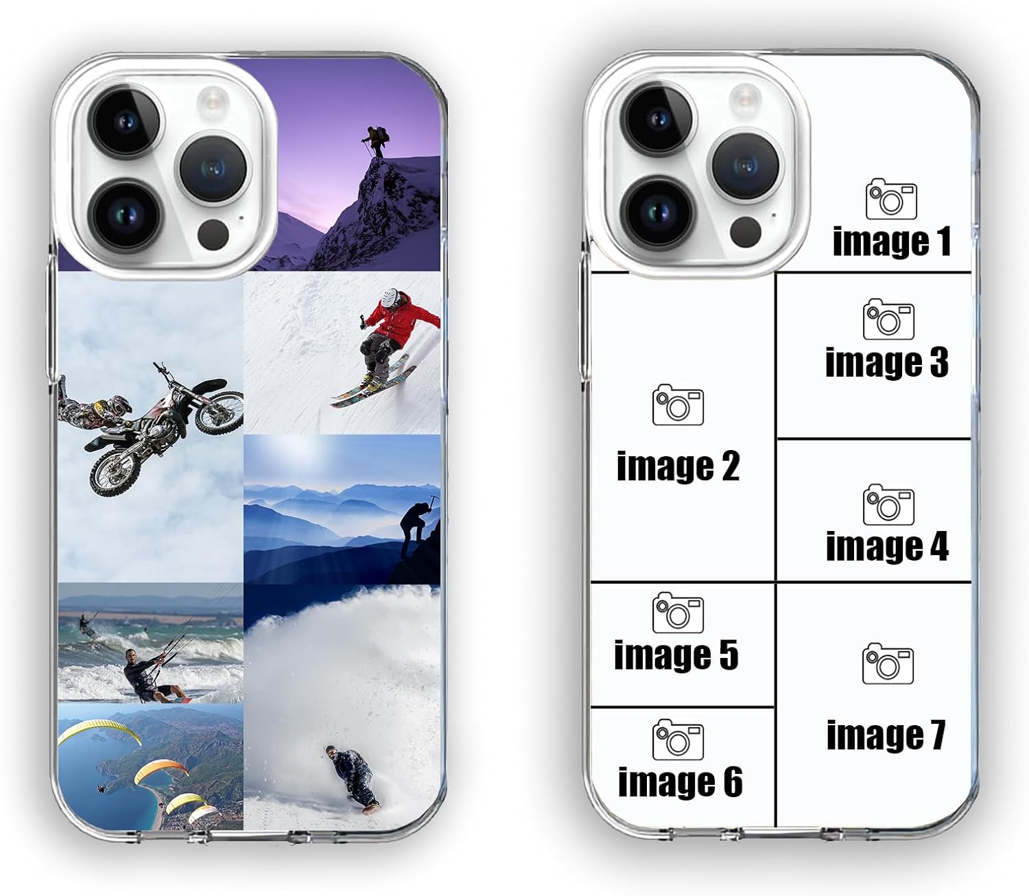 Personalised Custom for iPhone Case, for iPhone 13 Case, 7 Photo Collage Polaroid Style Custom Picture CLEAR Silicone Impact Case for iPhone 11 12 13 14 15 Ranges - CUSTOMISE ONLINE (7 photos).