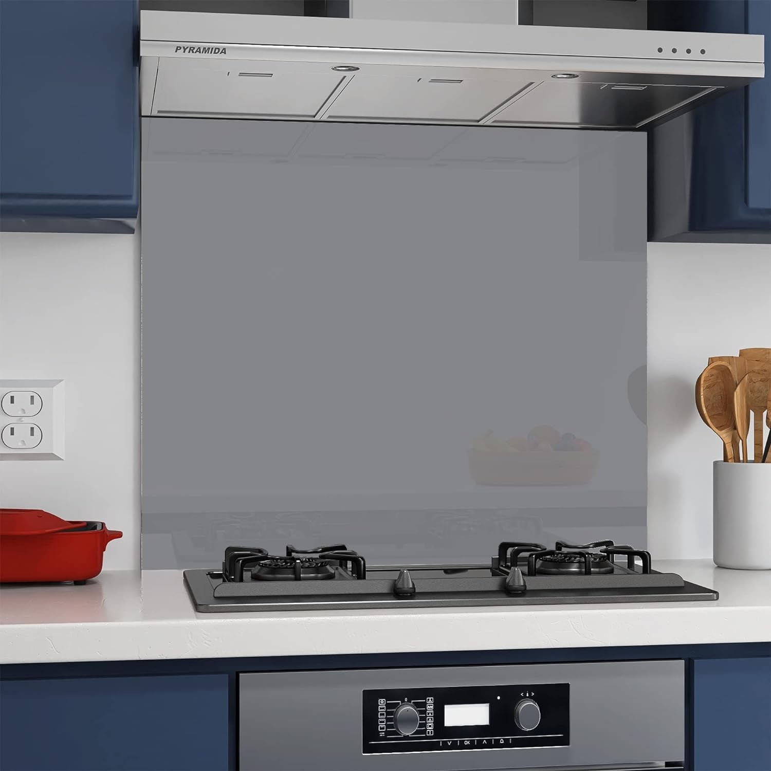 Nidda Colour Grey Toughened Glass Heat Resistant Splashback - Buy Splash back for kitchen (60cm x 70cm).