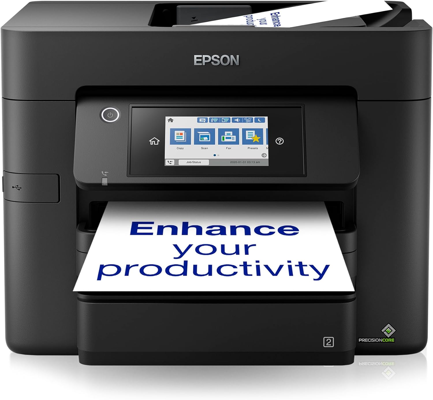 Epson WorkForce WF-4830 All-in-One Wireless Colour Printer with Scanner, Copier, Fax, Ethernet, Wi-Fi Direct and ADF , Black.