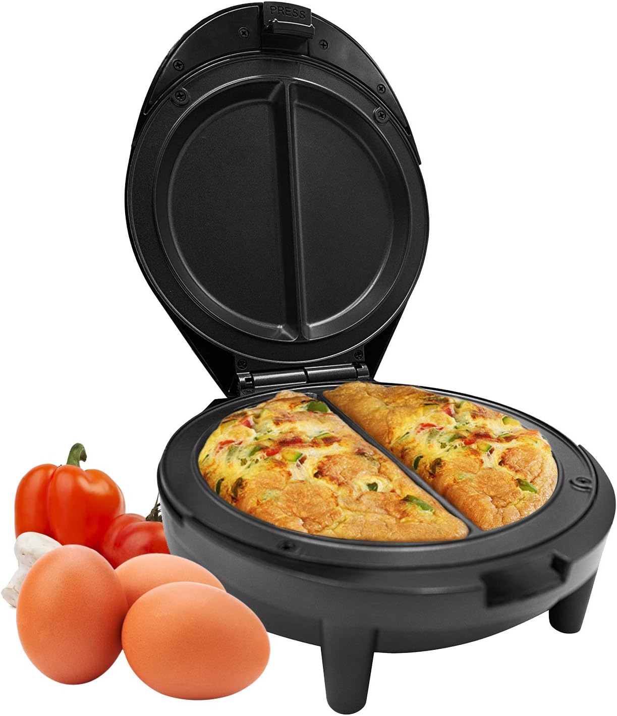 Geepas 1000W Omelette Maker | Dual Electric Non-Stick Egg Cooker | Automatic Temperature Control & Power Light Multi Cooker for Omelettes, Fried, Poached & Scrambled Eggs | Cool Touch, 2 Year Warranty.