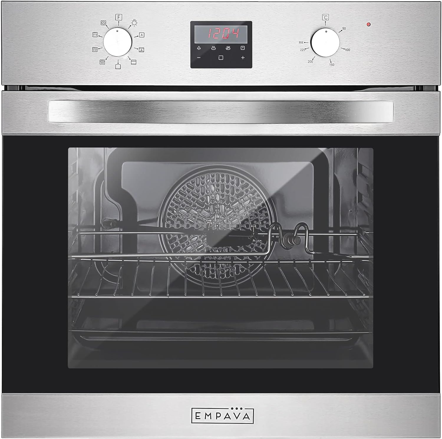 Empava Electric Oven, Built In Oven 72L, Electric Oven Built In, Ovens Electric Built In 12 Functions, Installed Ovens 60cm, Single Oven 2800W,Fan Oven,Fan Ovens Electric Built In-Stainless Steel.