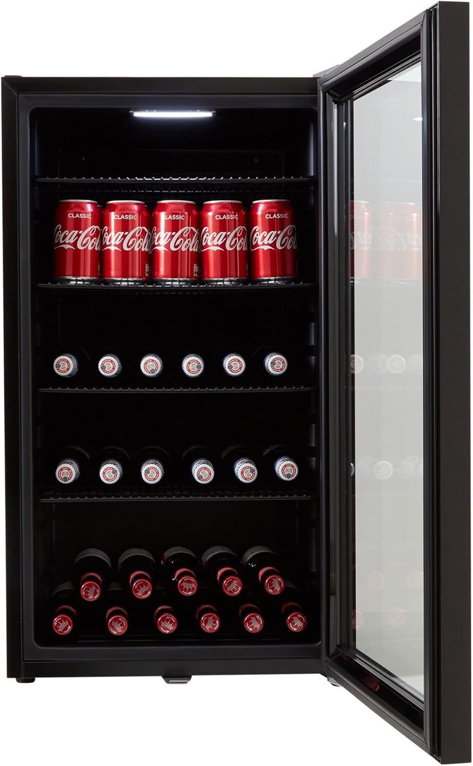 Cookology CBC98BK Under-Counter Fridge, 98 Litre Beer, Wine and Drinks Fridge with Adjustable Temperature Control, LED Light, Suitable for Cans and Bottles, Energy Efficient - in Black.