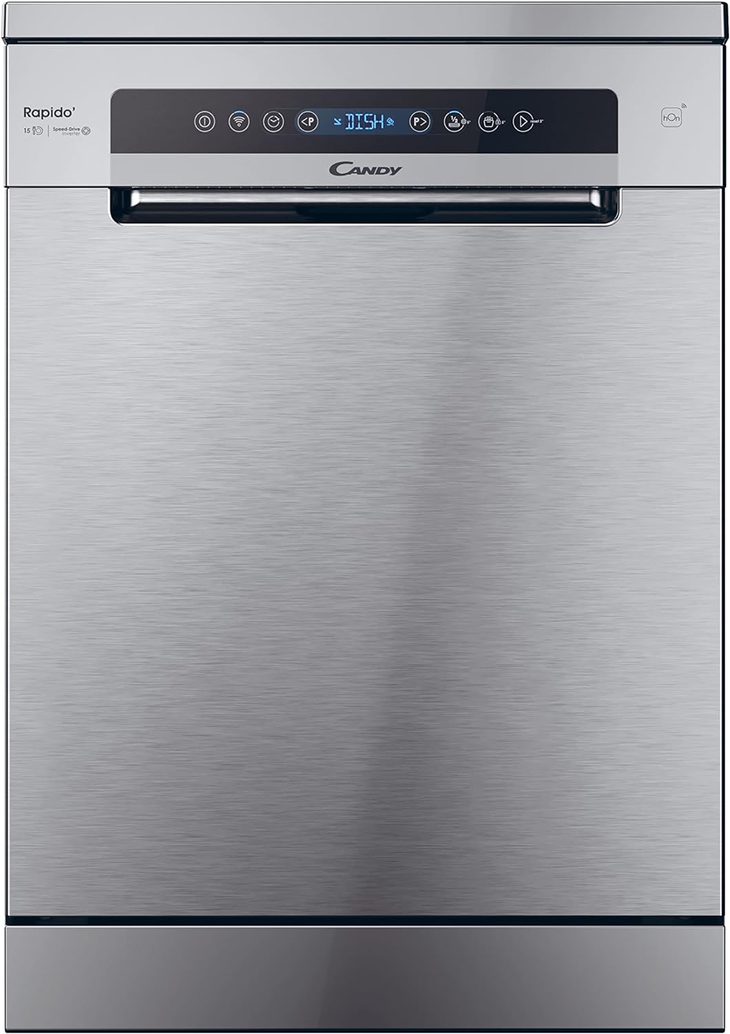 Candy Rapido CF 5C7F0X Freestanding Dishwasher with 15 Place Setting Advanced remote control and extra content (Wi-Fi + Bluetooth) Stainless - C Rated.