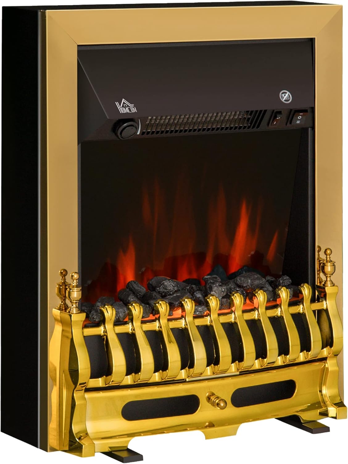 HOMCOM Electric Fireplace LED Light Complete Fire Place Heating Indoor Heater Coal Burning Flame Effect Heat 2000W Max.