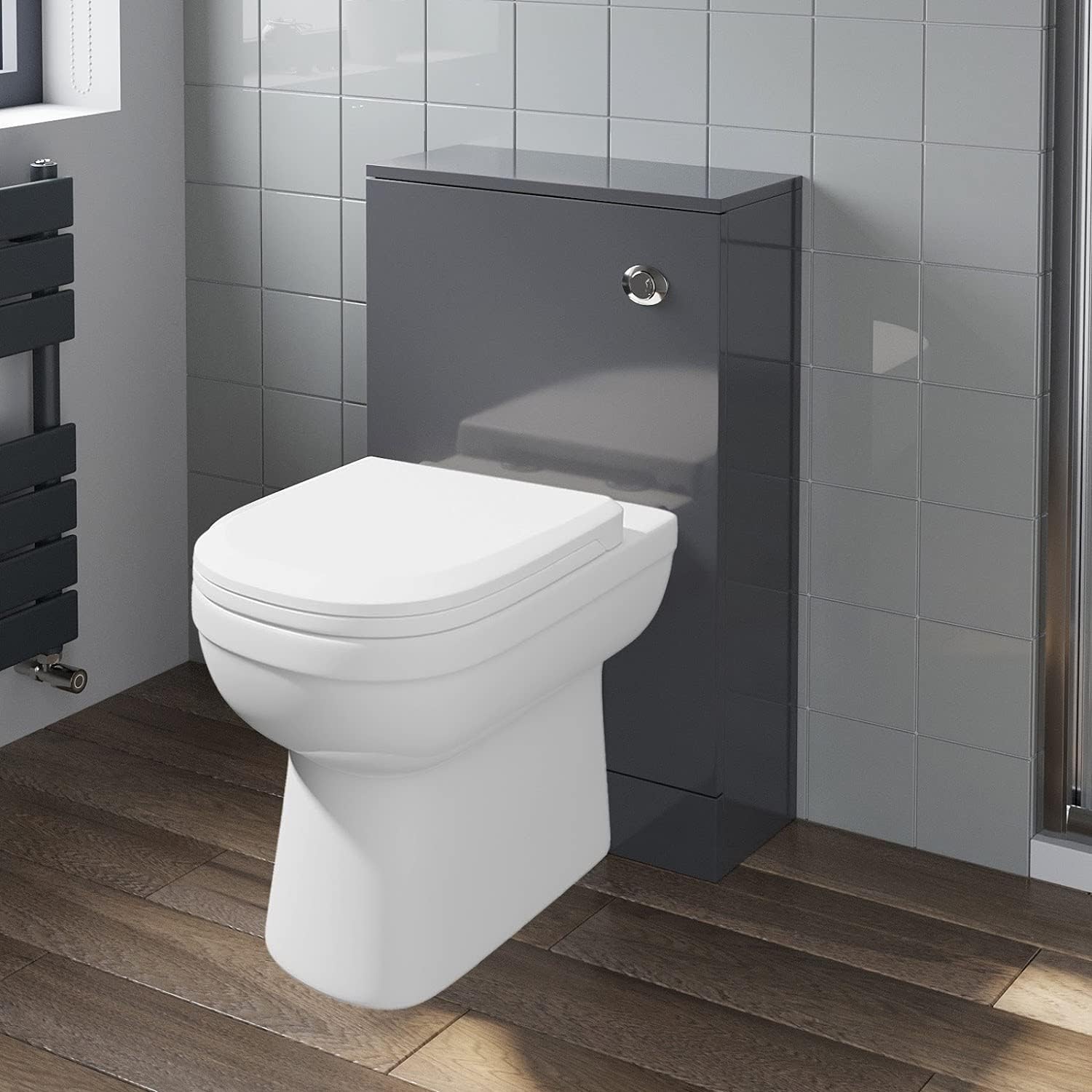 Modern Artis Toilet Soft Close Seat Back to Wall Cistern Furniture Unit Grey.