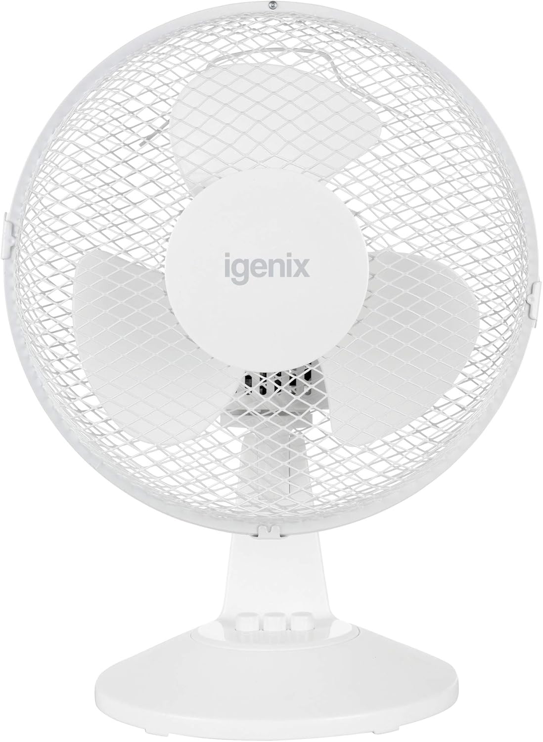 Igenix DF1610 Portable Desk Fan, 16 Inch, 50 W Power, 3 Speed Settings, Adjustable Tilt Angle, Quiet Operation, Oscillating, Desktop/Bedside Fan, Ideal for Home and Office, White.