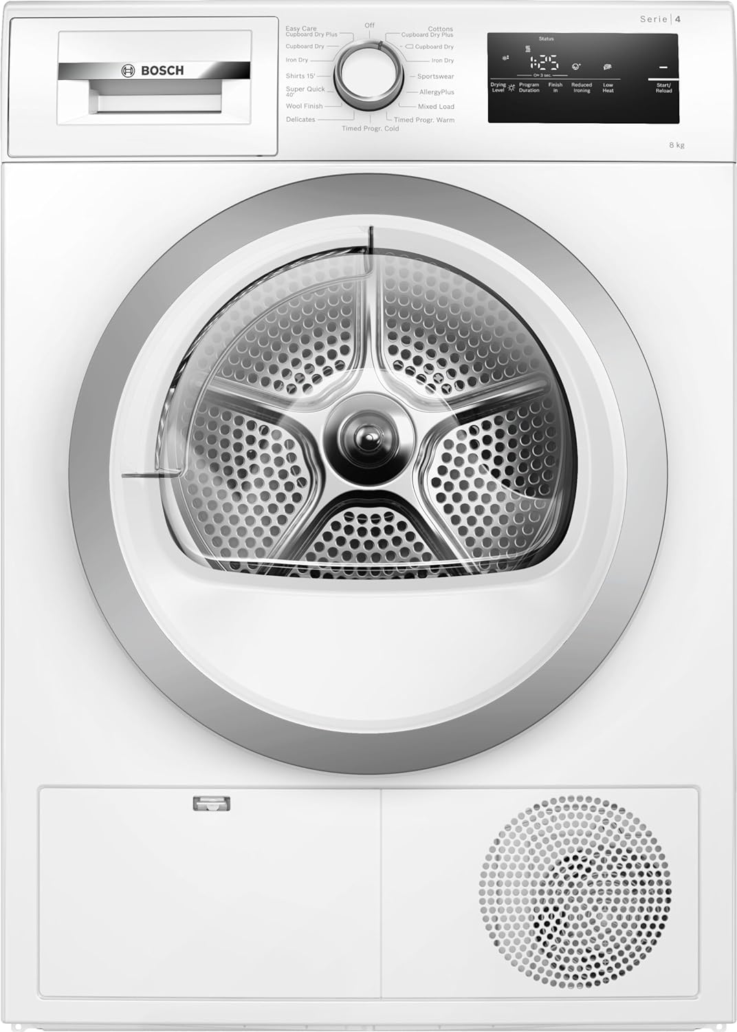 Bosch WTN83203GB Condenser Tumble Dryer, 8kg Capacity, B Energy Rating with AutoDry, Series 4, White, Freestanding.