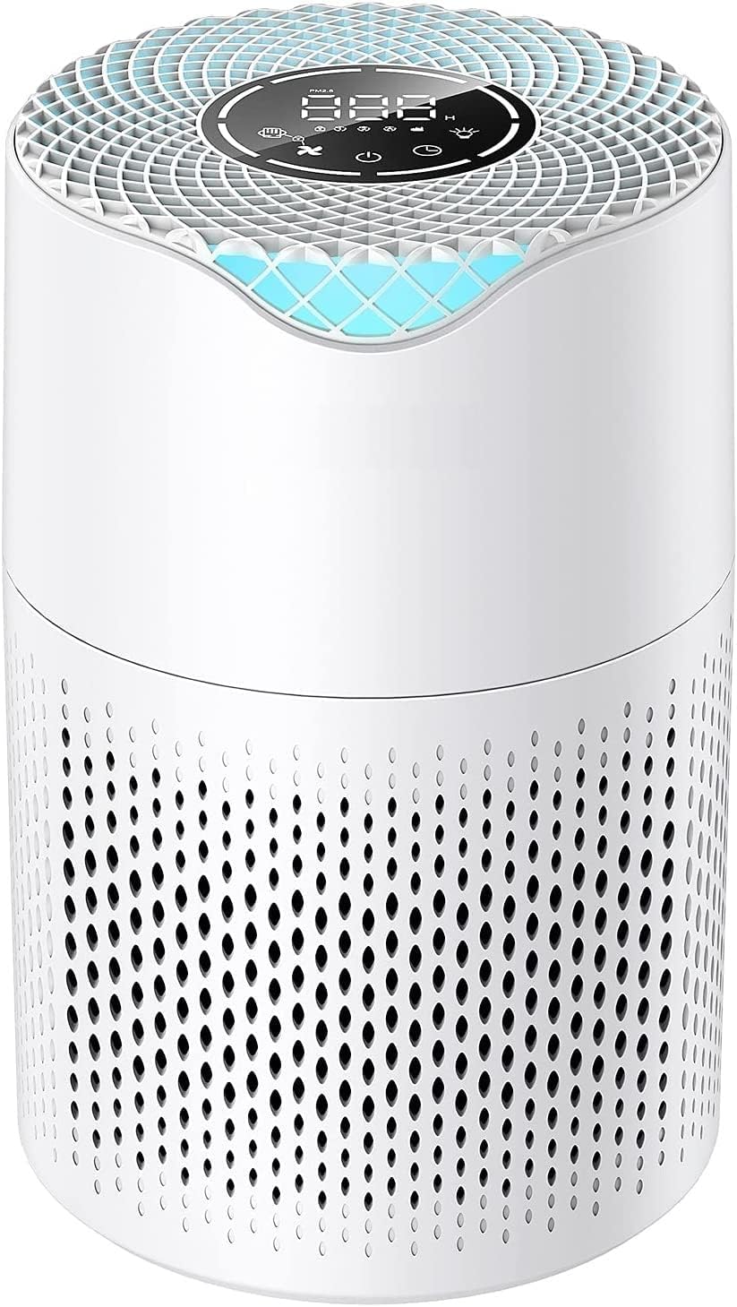 Air Purifier + H13 True HEPA Filter, 3 Speed, Auto/Sleep Mode, Night Light, Filter Change Reminder, CADR 190m³/h for Dust, Smokers, Pollen, Pet Dander, Anti Allergen.