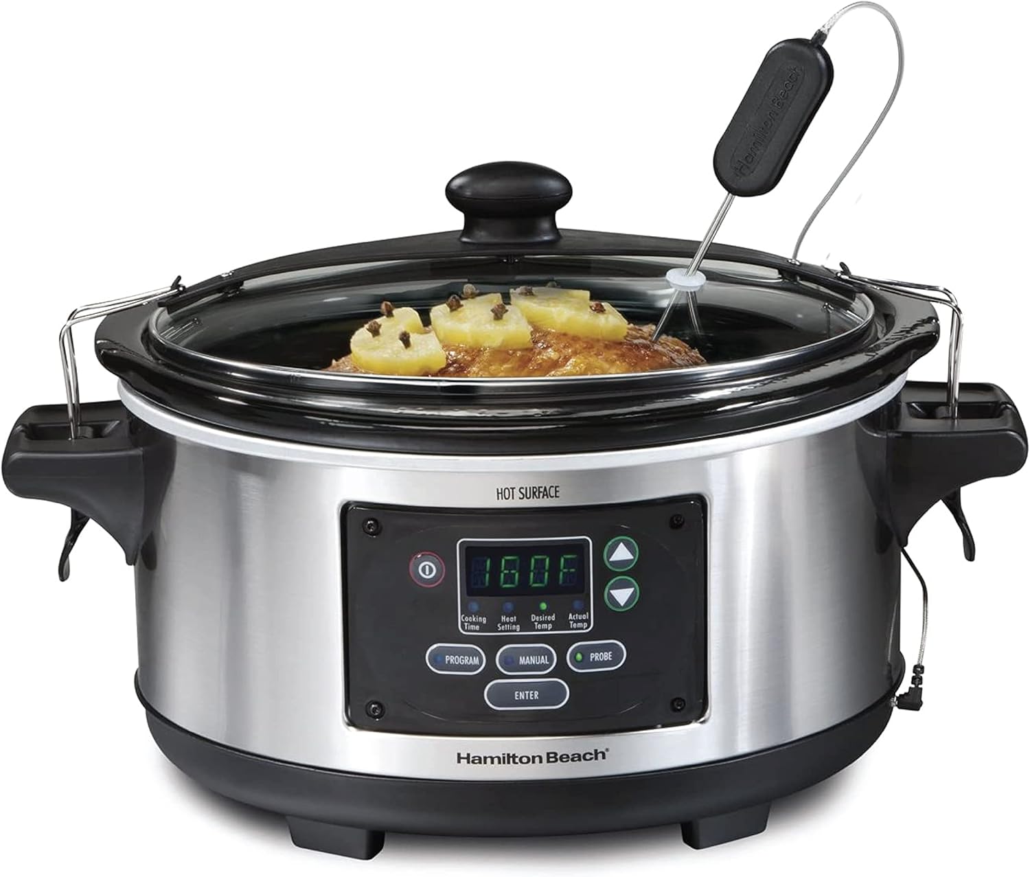 Hamilton Beach 33956A-SAU Set 'n Forget 4.5 L. Programmable Slow Cooker, Plastic, 275 W, Stainless Steel.