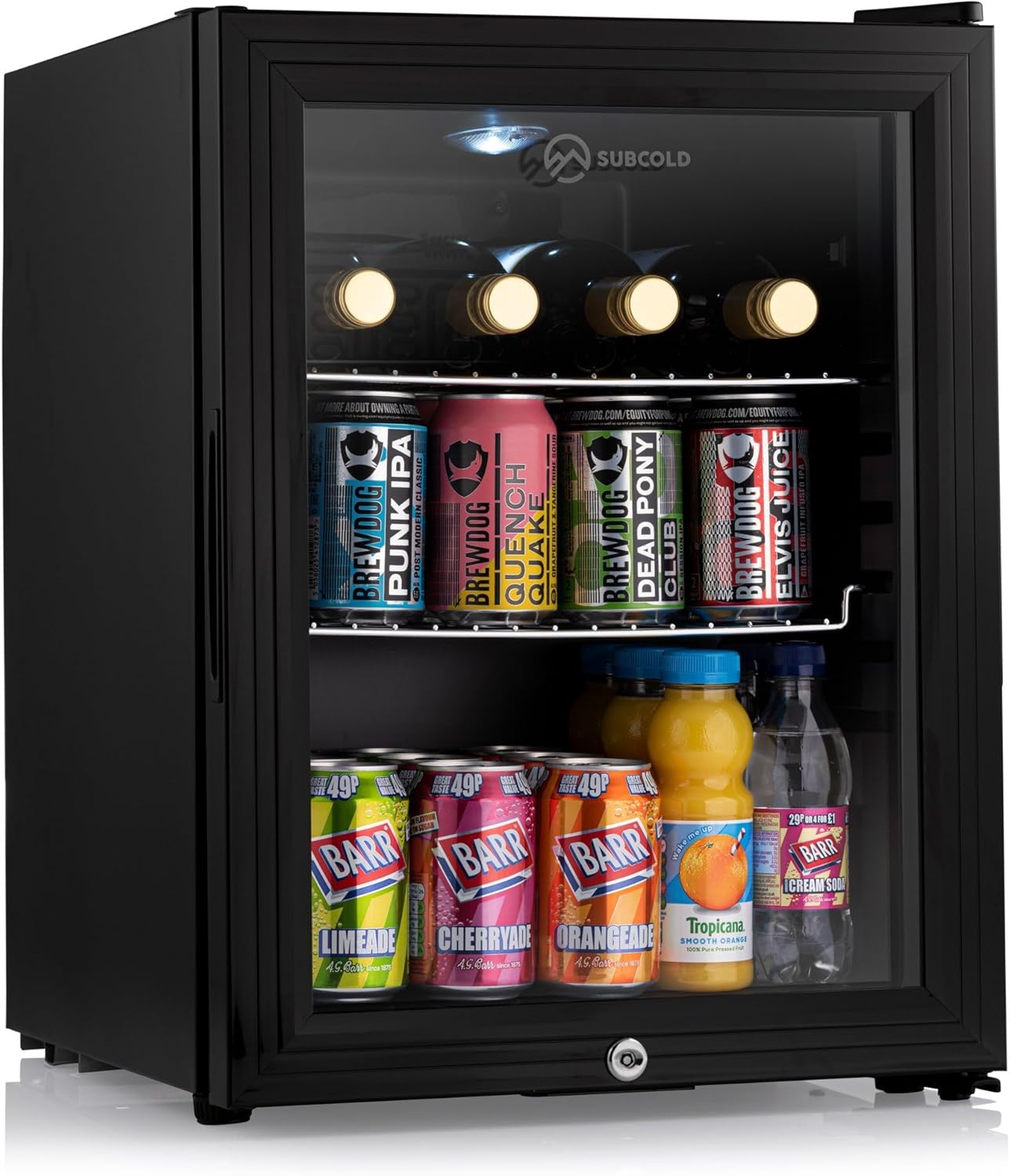 Subcold Super35 LED Mini Fridge | 35L Table-Top Beer, Wine & Drinks Fridge | Energy Efficient with Dual-Glazed Glass Door.